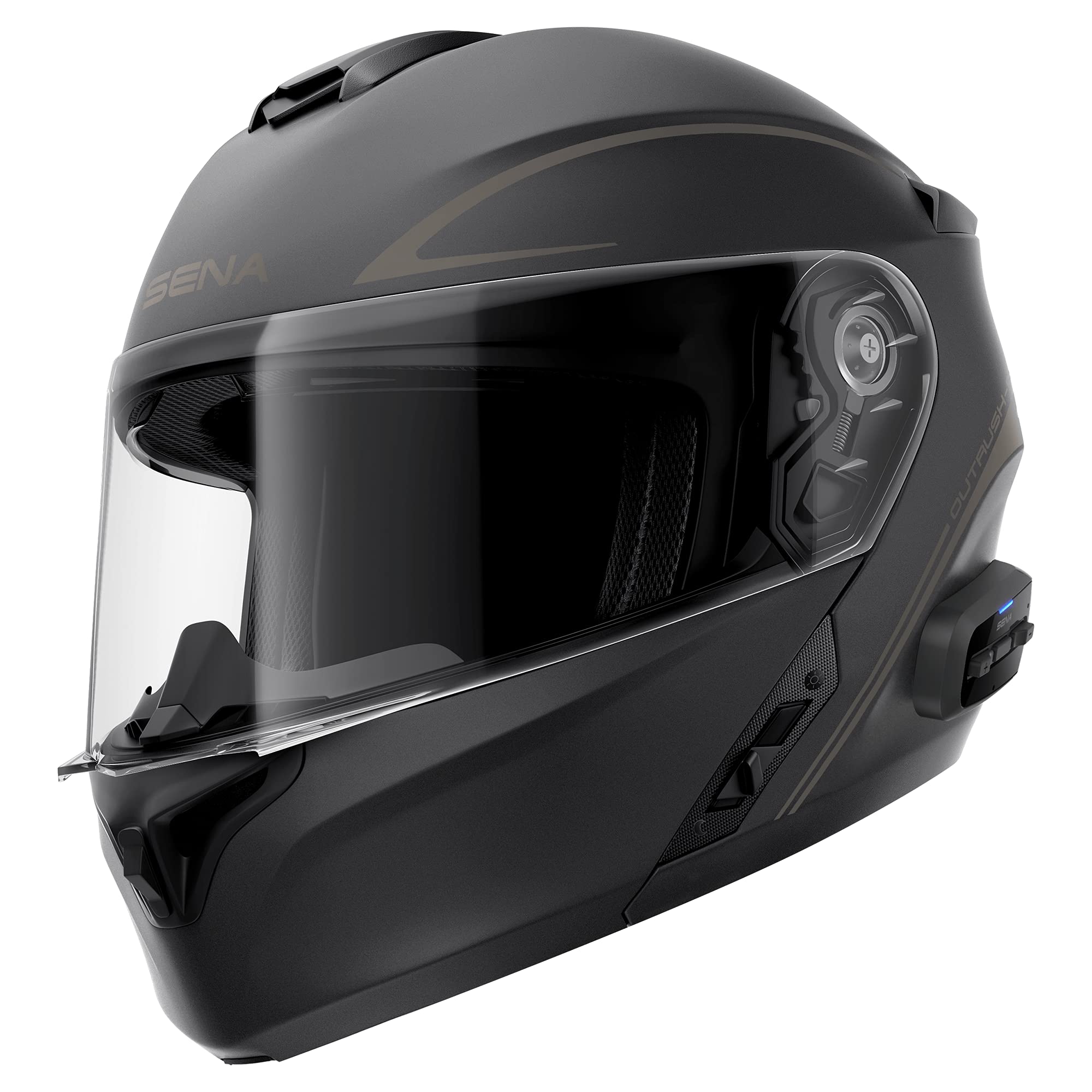 Sena Outrush R Bluetooth Modular Motorcycle Helmet With Intercom System (Matte Black, Large)
