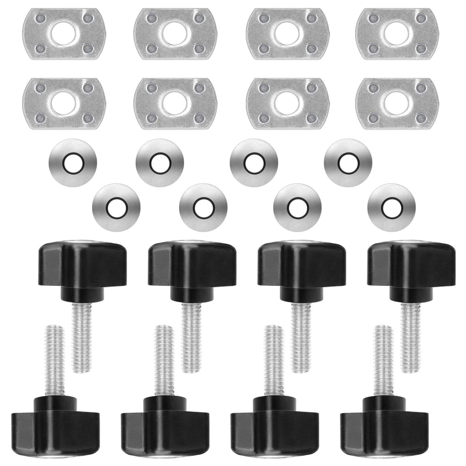 Universal Hard Top Bolts For Jeep Wrangler - Quick Removal Fastener Thumb Screw & Nut Kit Compatible With Jeep Wrangler Yj Tj Jk Unlimited Sahara Rubicon 2/4 Door (Pack Of 8)