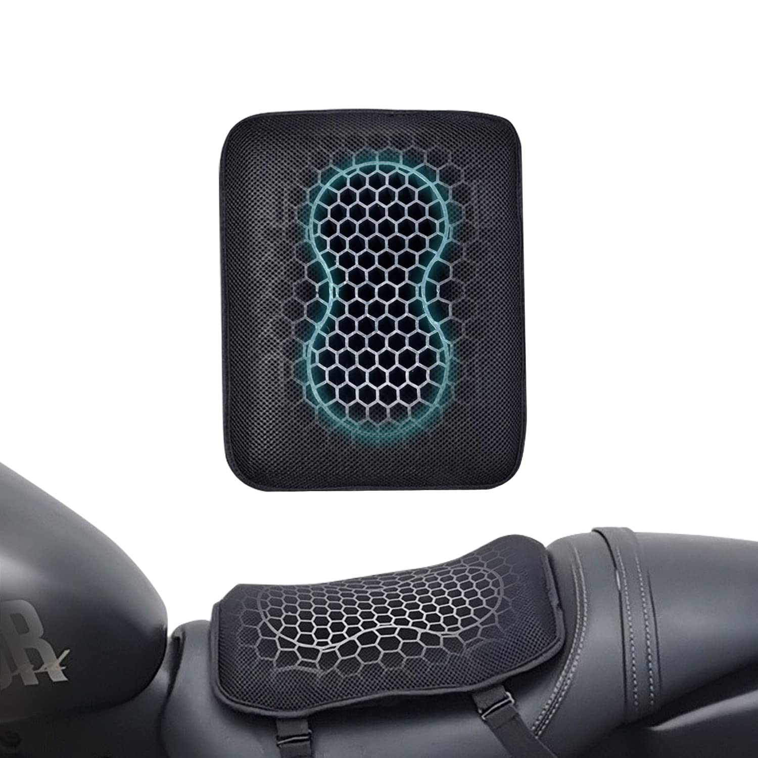 Elcyco Motorcycle Gel Seat Cushion, Seat Cushion Available For Rear Passengers Honeycomb Structure Breathable Anti-Skid Shock Absorption Suitable For Long-Term Riding