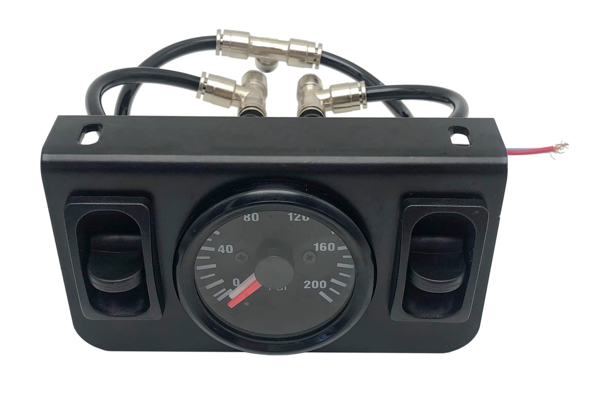 Nysus Panel Paddle Valve Switch Dual Needle Gauge With Air Fittings For Air Suspension Dual Air Gauge Controller