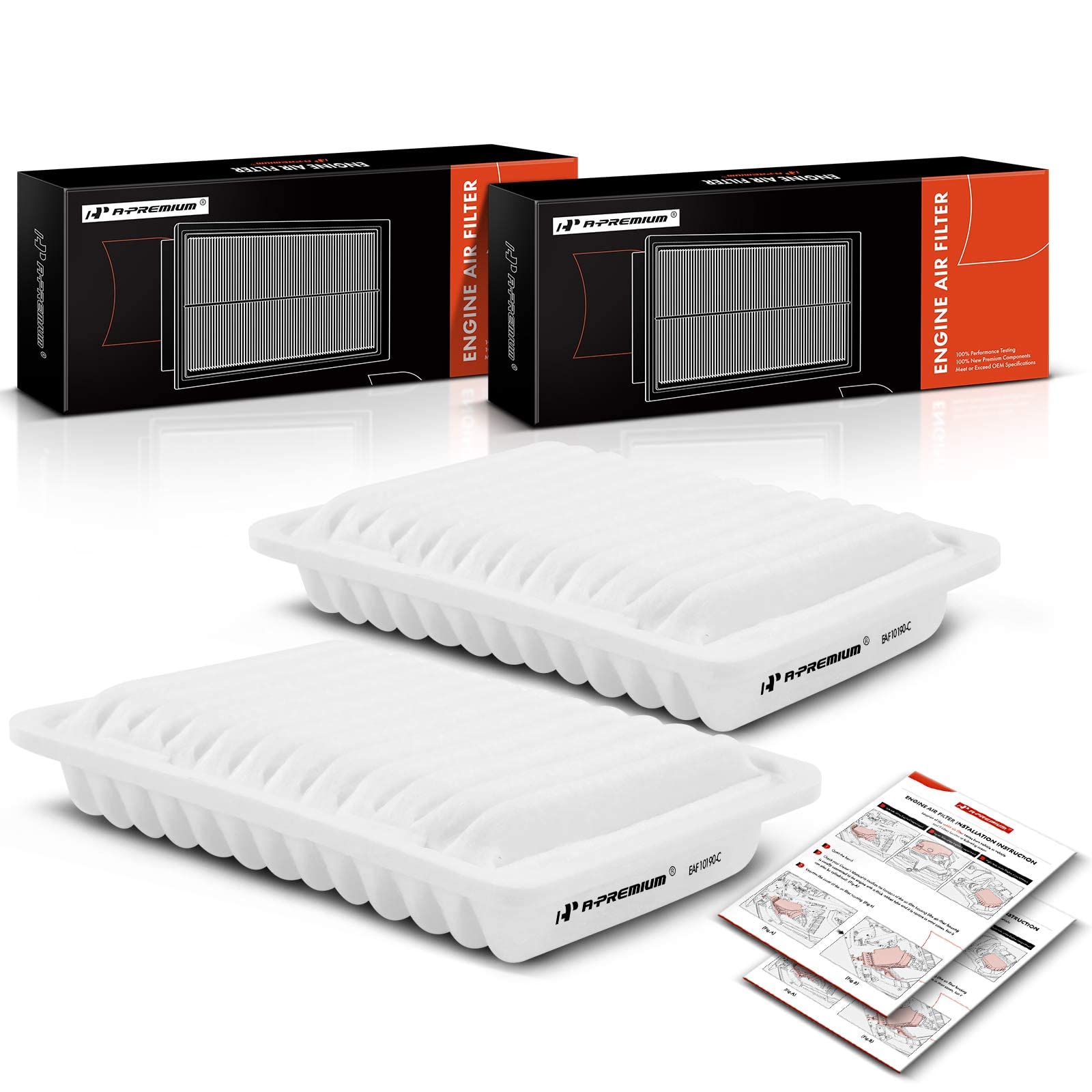 A-Premium 2-Pc Engine Air Filter Compatible With Toyota, Pontiac & Scion Models - Corolla 2009-2019, Matrix 2009-2014, Yaris 2006-2018, Vibe 2009-2010, Im 2016, Xd 2008-2014