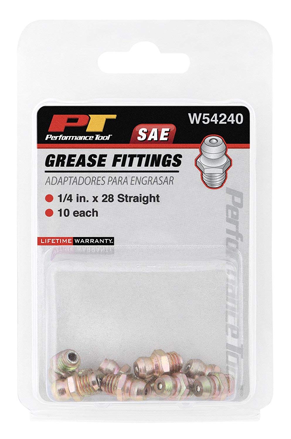 Performance Tool W54240 1/4-Inch X 28 Straight Sae Zerk Grease Fitting, (Pack Of 10)