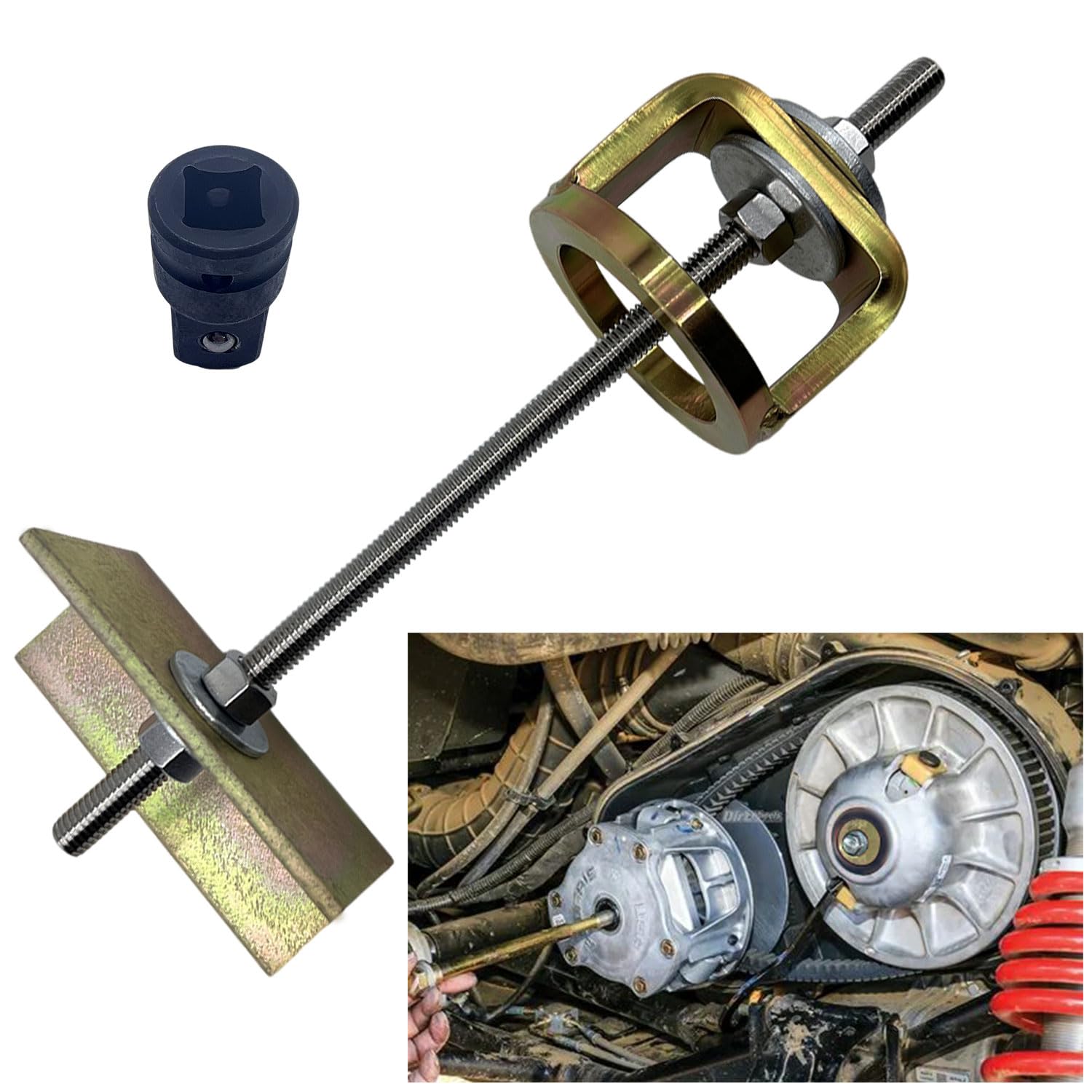 Biglknm Clutch Compression Tool Atv Snowmobile Compatible For Yamaha Rzr Kawasaki Polaris, Primary Secondary Clutch Spring Compressor Tool