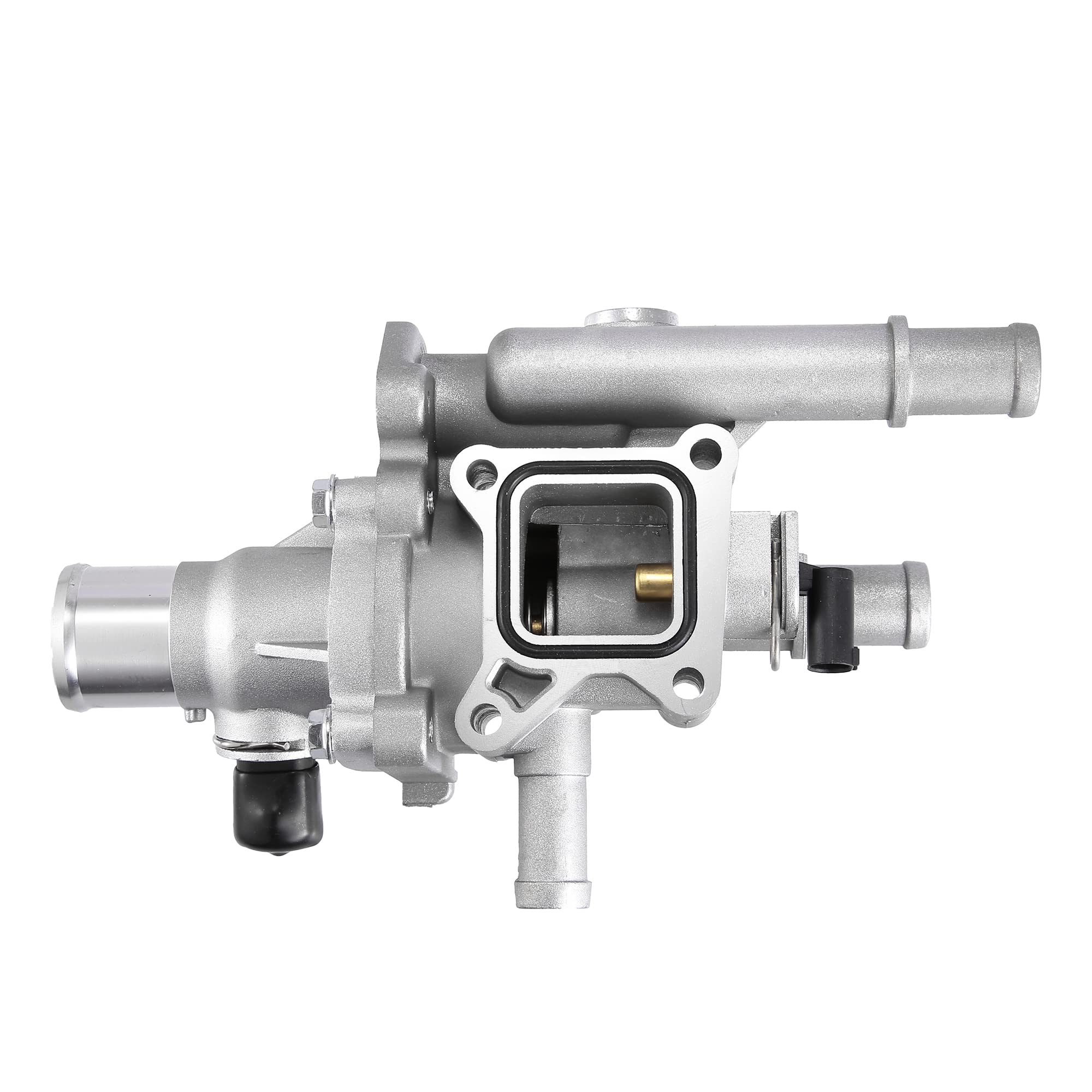 X AUTOHAUX Engine Coolant Thermostat Housing Assembly with Sensor Gasket for Chevrolet Cruze/Sonic 1.8L, Full Aluminum Alloy, Silver Tone