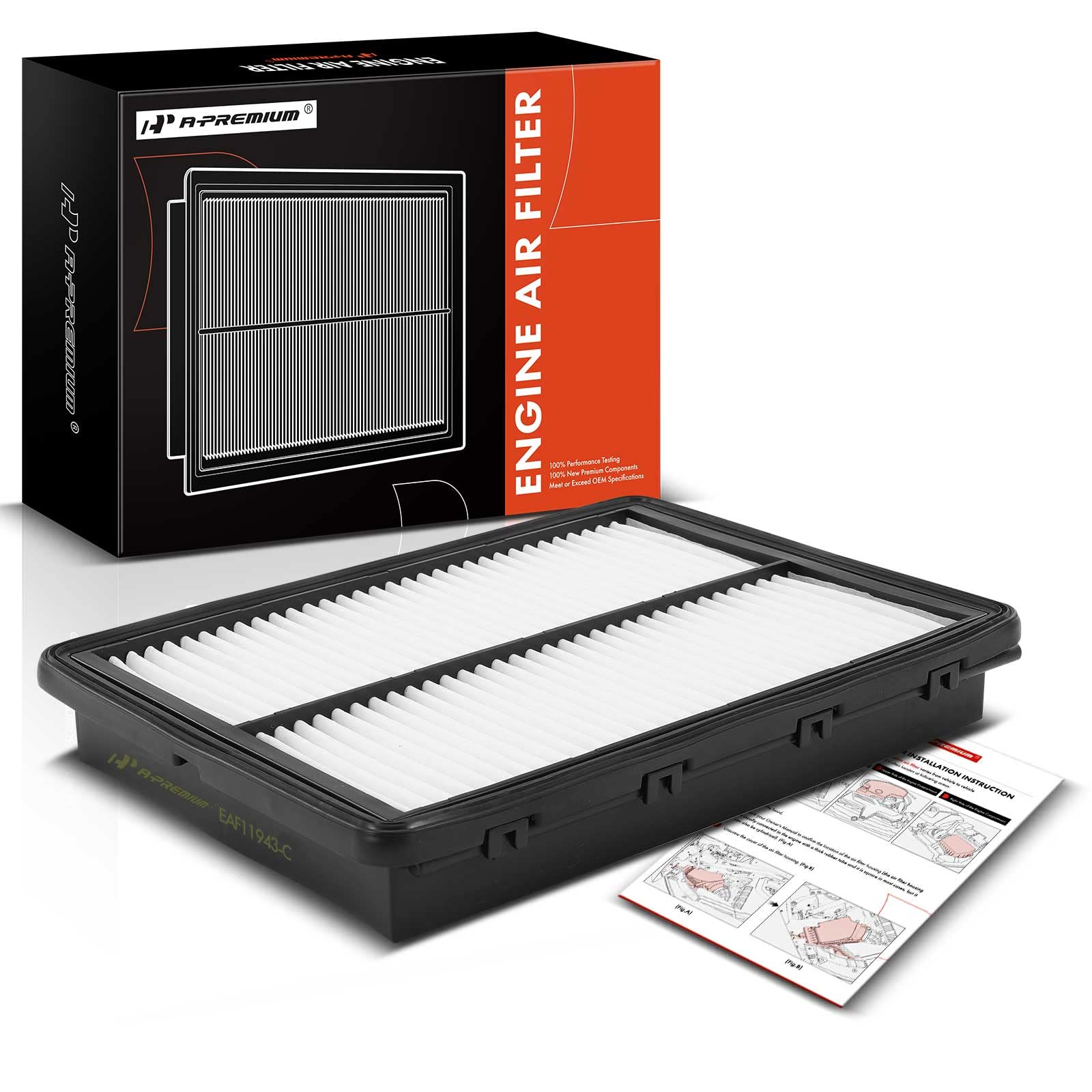 A-Premium Engine Air Filter Compatible With Hyundai Santa Fe 2019-2020, Palisade, Santa Fe Sport & Kia Sedona 2015-2021, Sorento 2016-2020, Telluride 2020-2023, Rigid Panel, Replace# 28113A9100