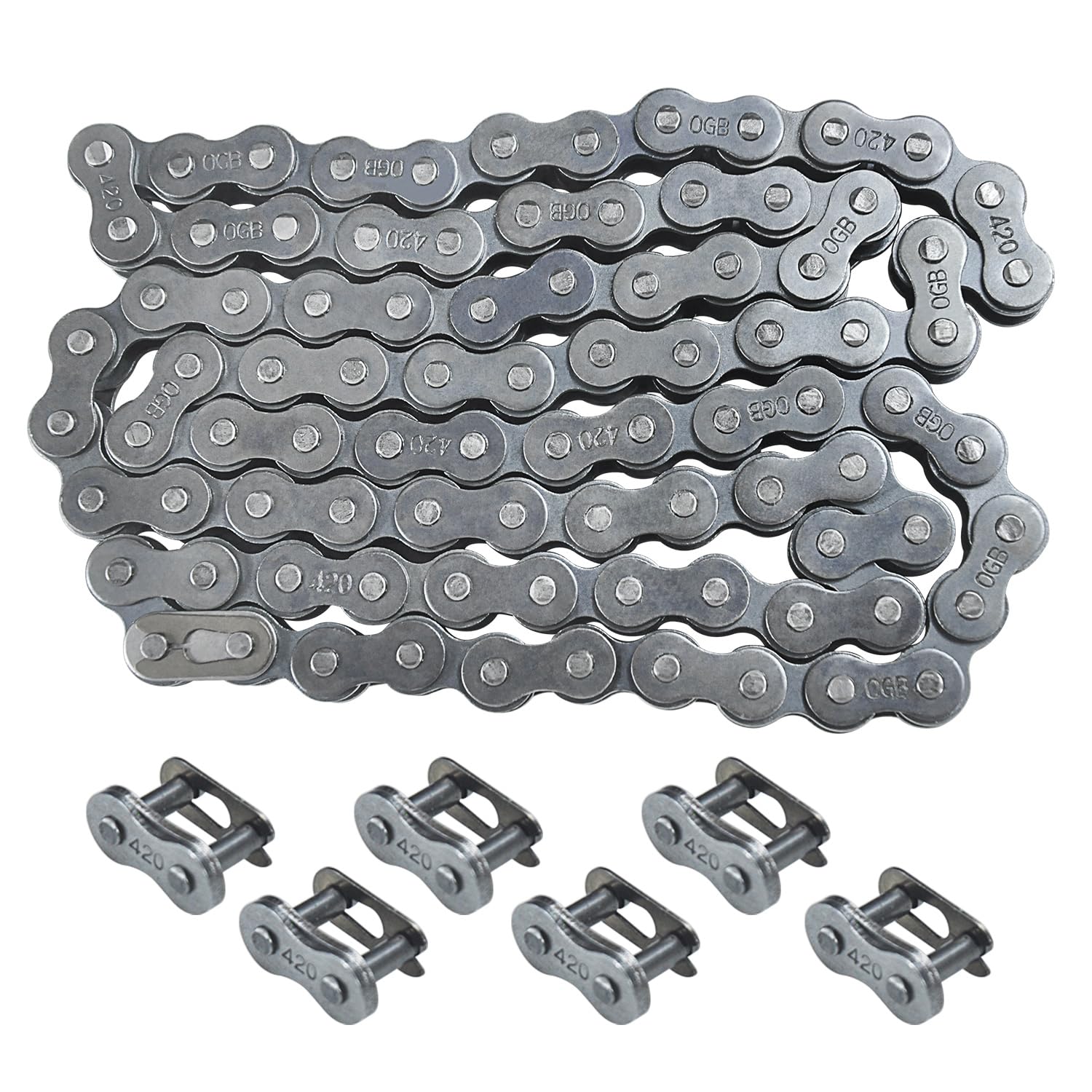 Holato Rear #420 Drive Chain 90 Links + Master Link For Coleman 196Cc 212Cc 6.5Hp Ct200U Ct200U-Ex Bt200X Baja Warrior Hensim Mb200 Massimo Trailmaster Mb165 Mini Bike Heavy Duty Parts
