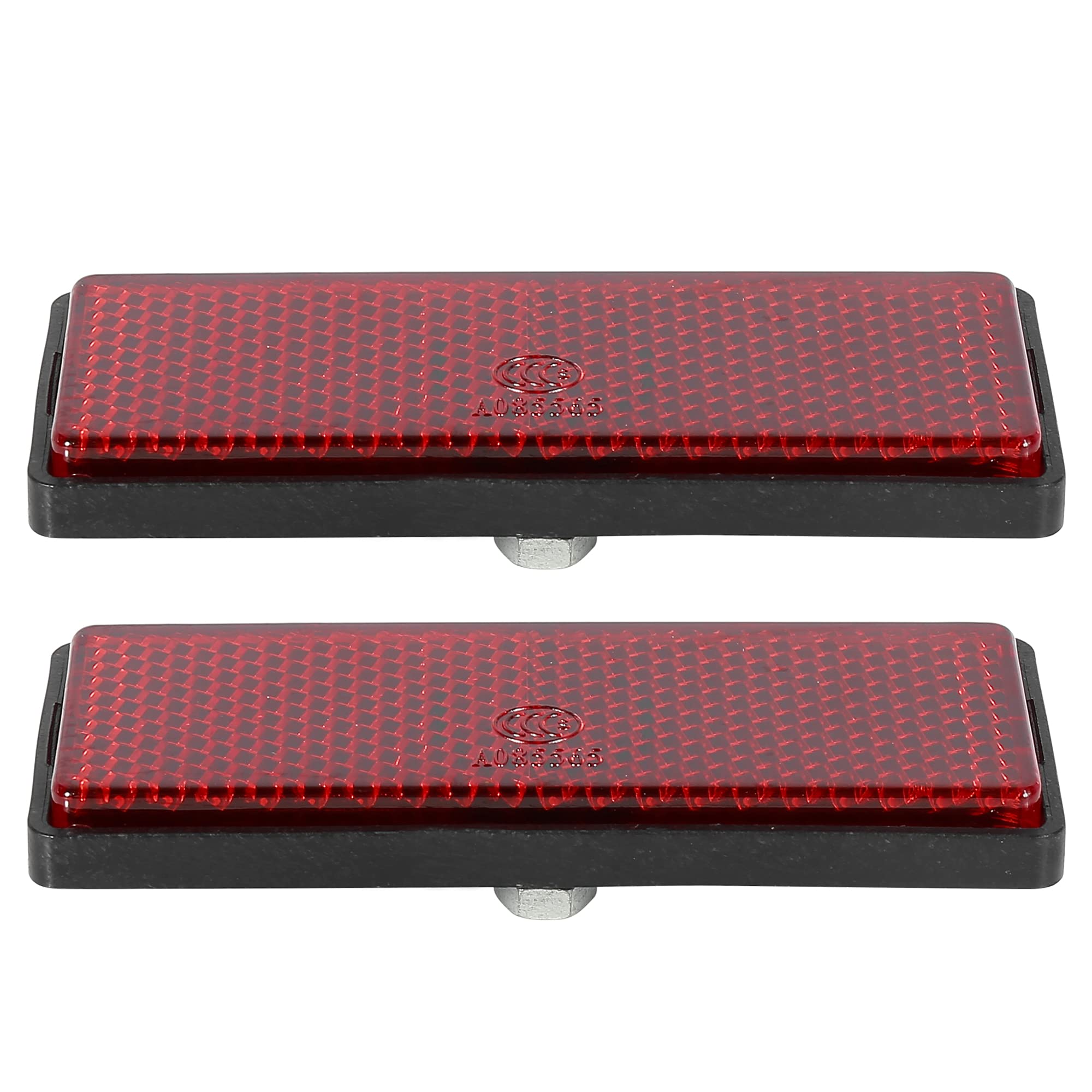 F Fierce Cycle Pair M6X1.0 Red Rectangle Universal Screw Mount Reflective Warning Reflector For Motorcycle Bike