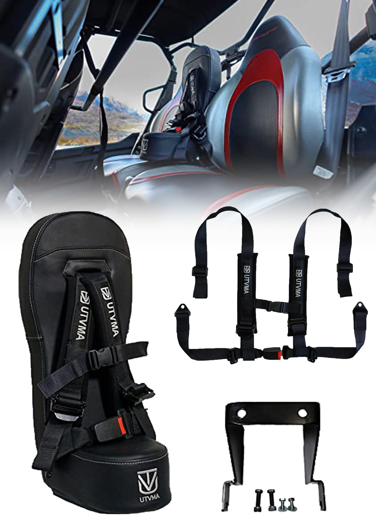 Teryx 4 Rear Bump Seat W/ 4-Point Harness | Center Seat | Middle Seat | Kid Seat | Hump Seat | Little Seat