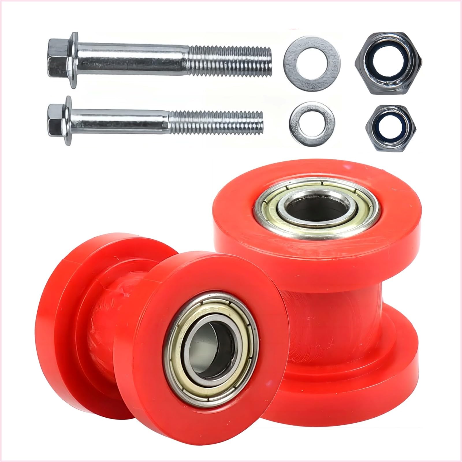 Kosida Upgrade 8Mm & 10Mm Chain Roller Tensioner Chain Roller Pulley Tensioner Wheel Guide Per For Motorcycle Mini Bike Xr125 Ssrc Rf50 Atv 125Cc 140Cc 160Cc Pit Dirt Bike (8Mm + 10Mm (Red))