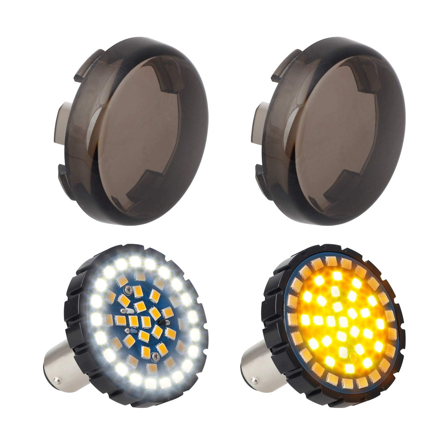 Nthreeauto 2' Bullet 1157 Led Turn Signal Light, Motorcycle Running Light, Switchback Front Bulbs Compatible With Harley Street Glide, Sportster, Road King