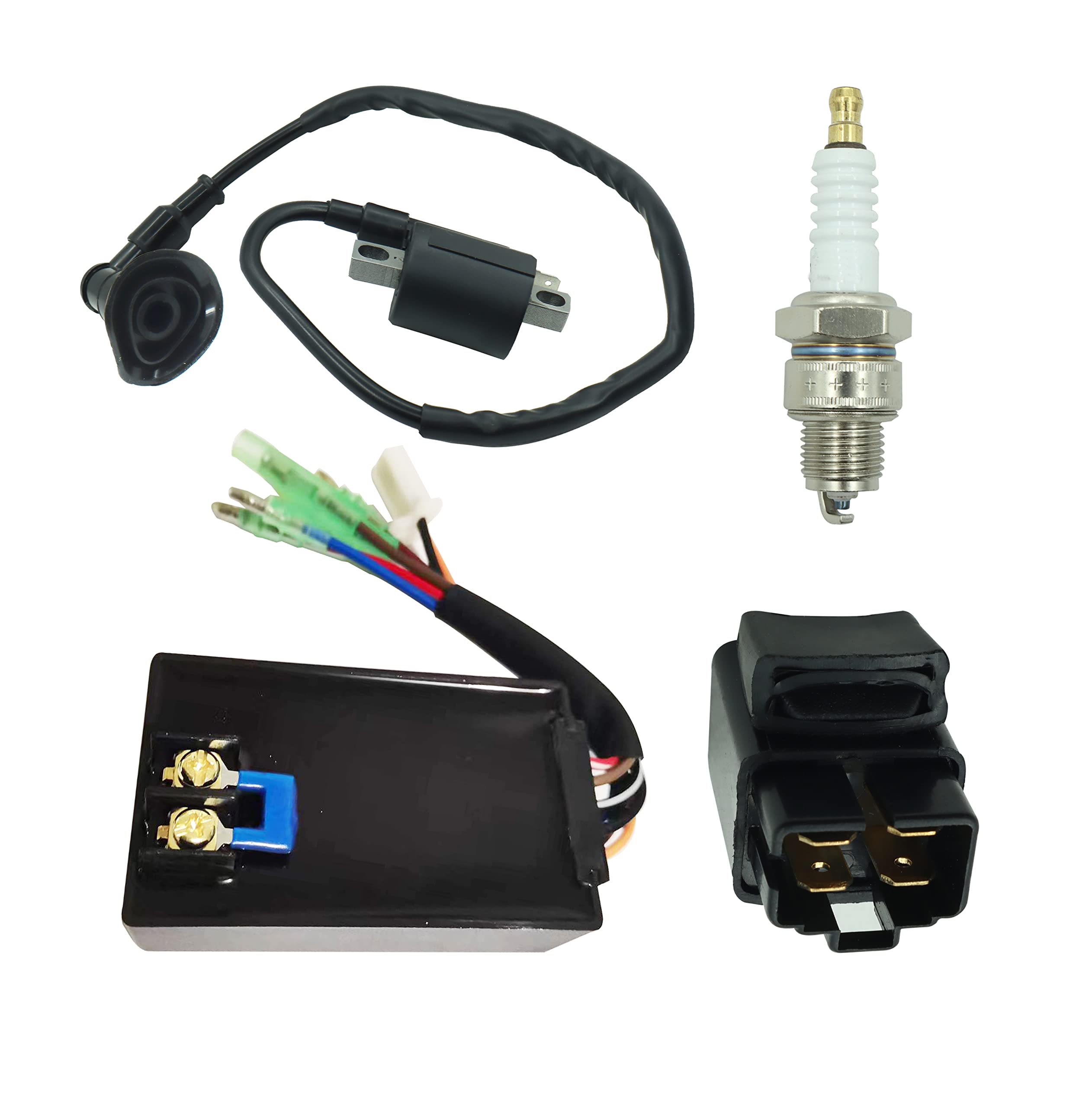 DABAZUALY CDI Box for Polaris Sportsman 90 & Predator 90 (2003-2006) with Ignition Coil, Spark Plug & Solenoid Relay Parts