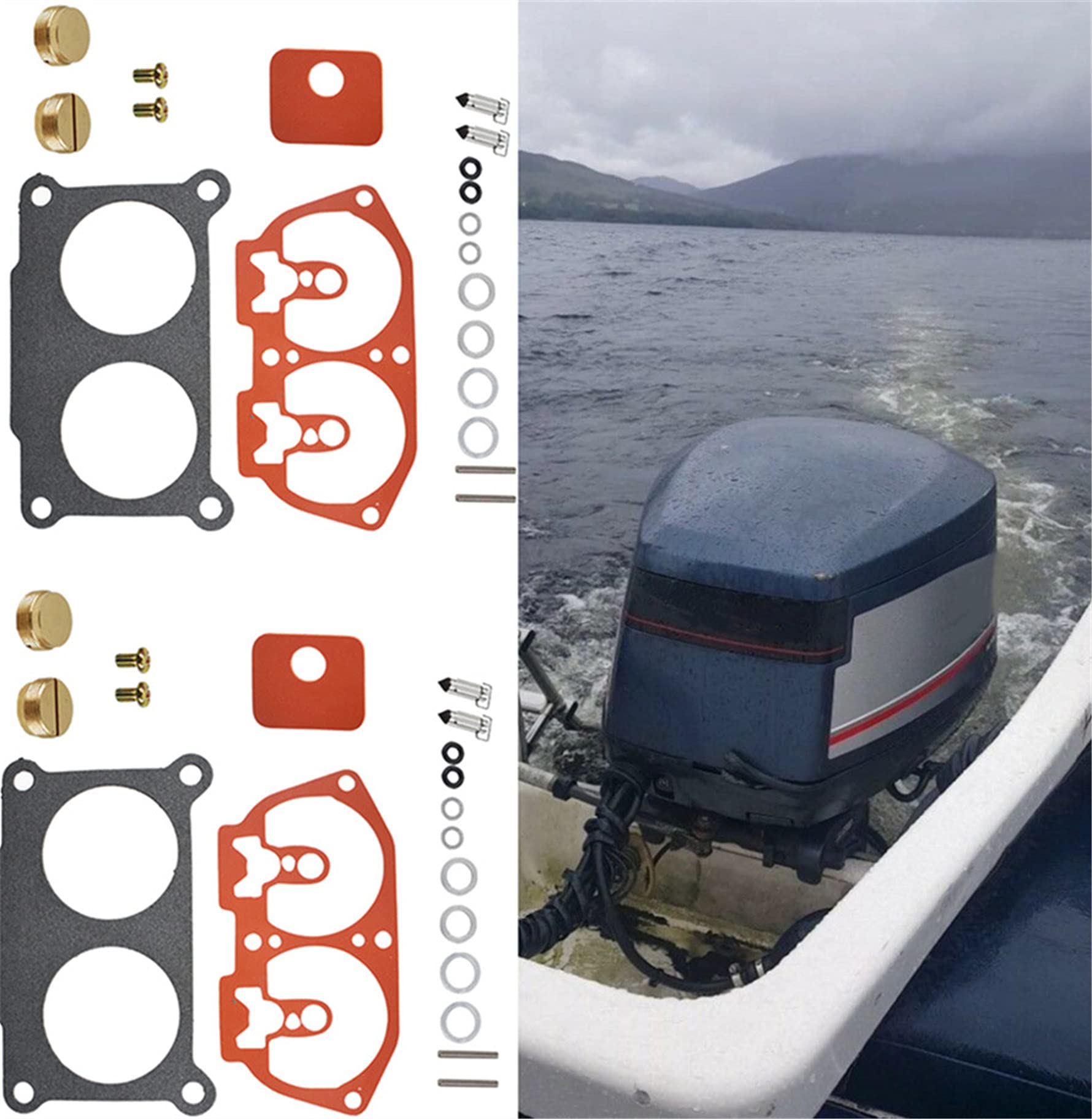 2 - Pack Carb Carburetor Rebuild Kit Replacement For Outboard V4 V6 115 130 150 175 200 225 Hp