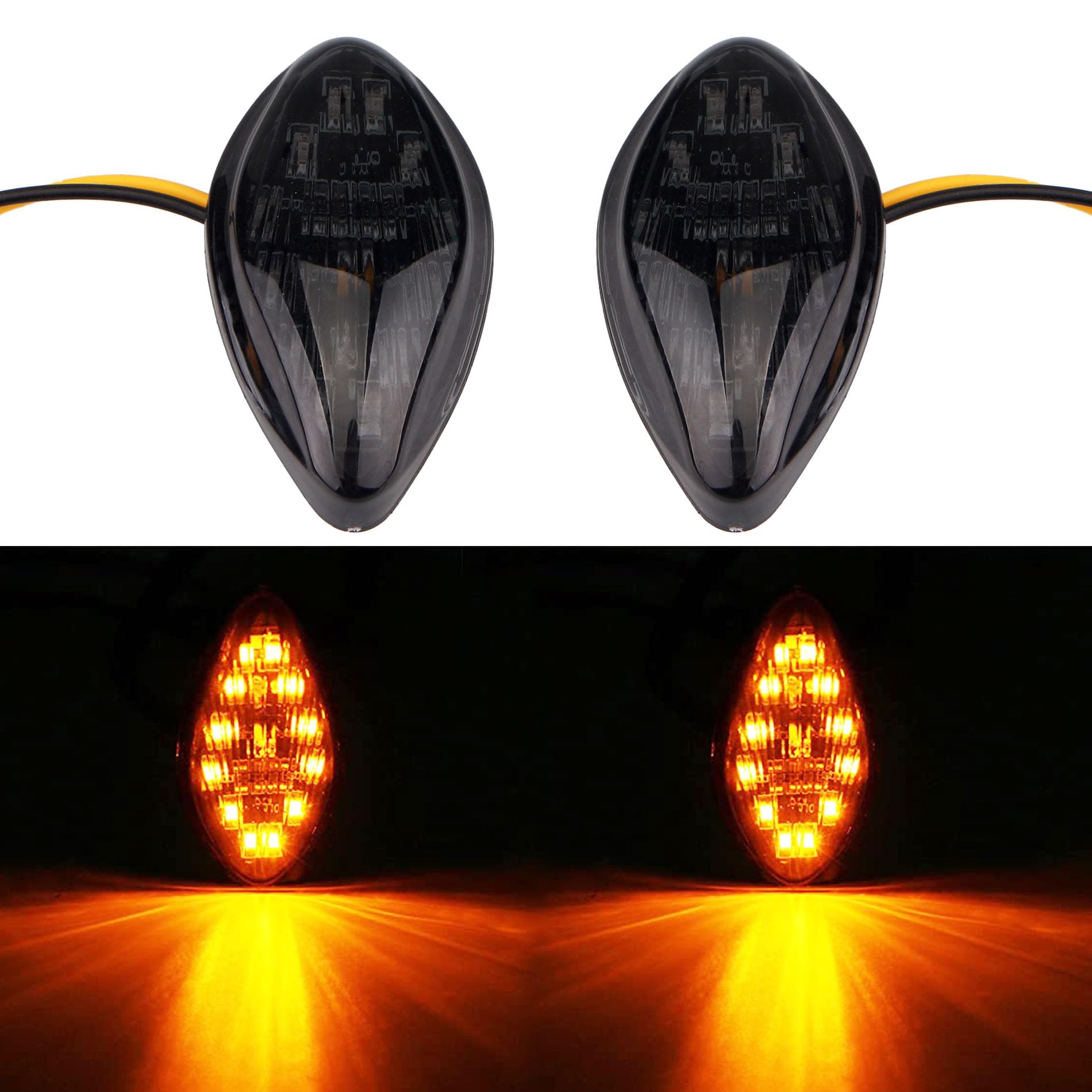 Auceramic 2 Pcs Led Flush Mount Motorcycle Turn Signals Light Kit Brake Blinker Indicator Kit For 2014-2018 Honda Grom Front Blinkers Smoke Lens Amber Light 12V(Transparent Len)