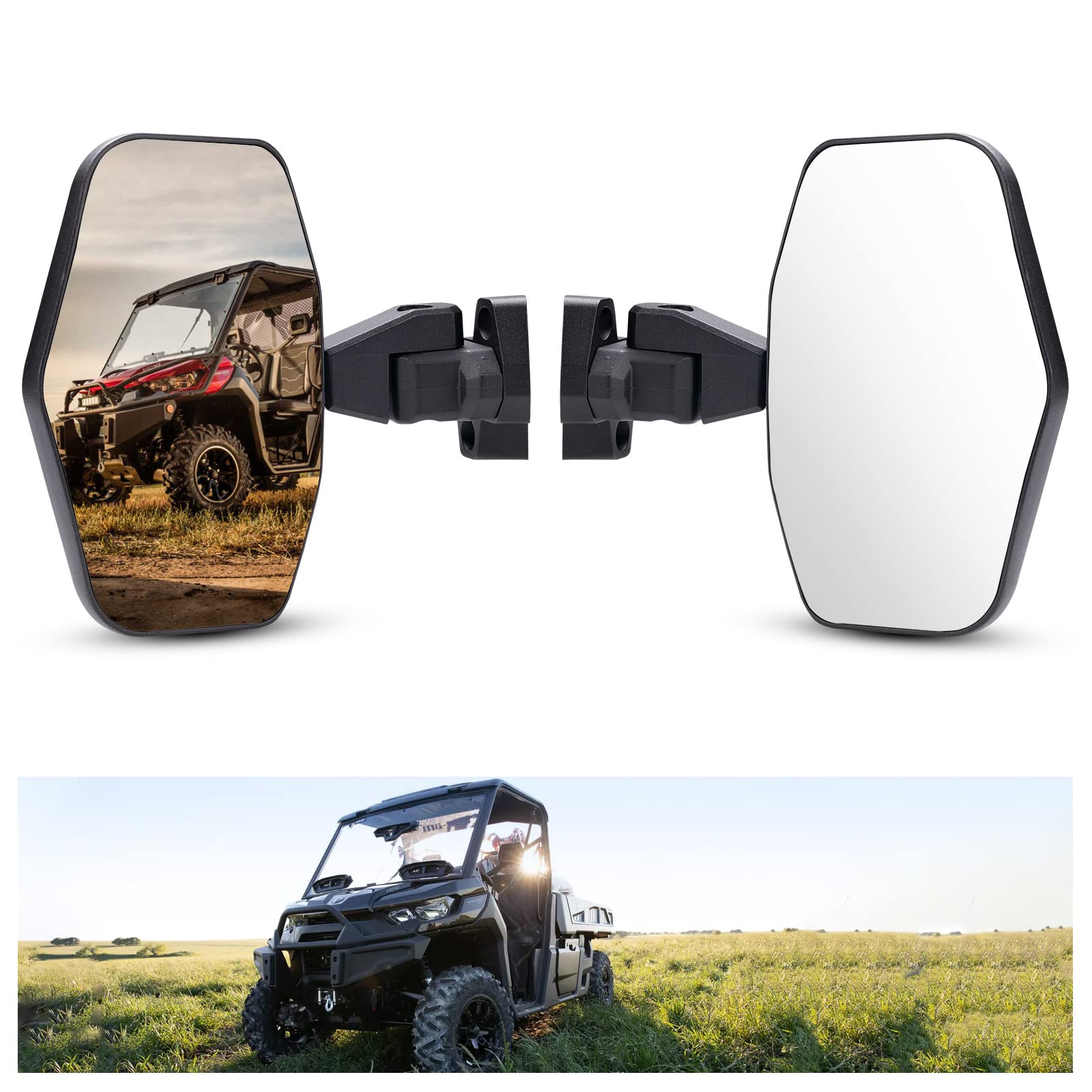 Kiwi Master Side Mirrors Compatible For 2016-2024 Can-Am Defender Accessories Adjustable Folding Rear View Racing Mirror 715002459