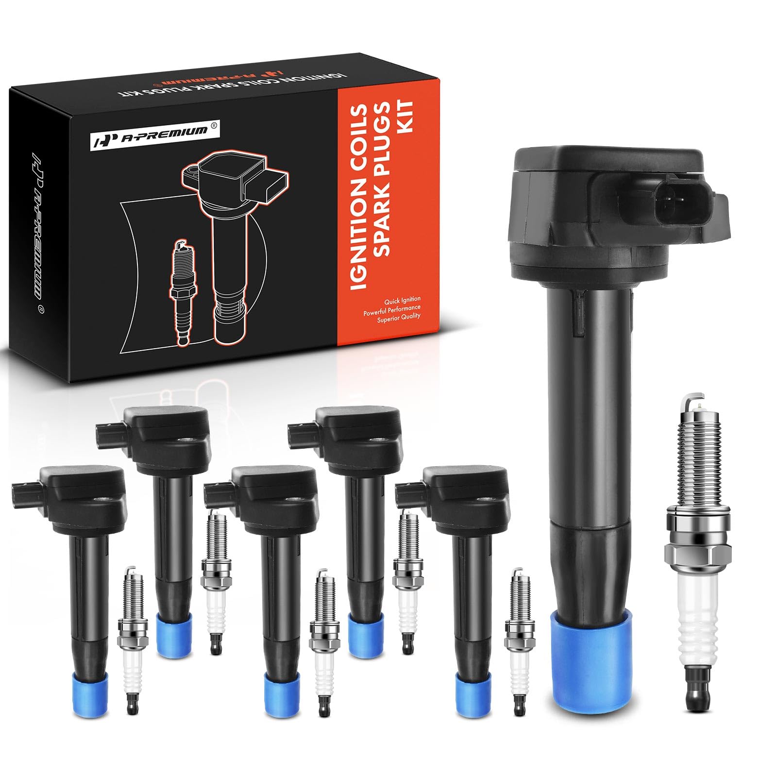 A-Premium Set Of 6 Ignition Coil Pack And Iridium Spark Plugs Compatible With Honda Accord 2008-2012 Crosstour Odyssey & Acura Rl Tl Tsx 3.5L 3.7L