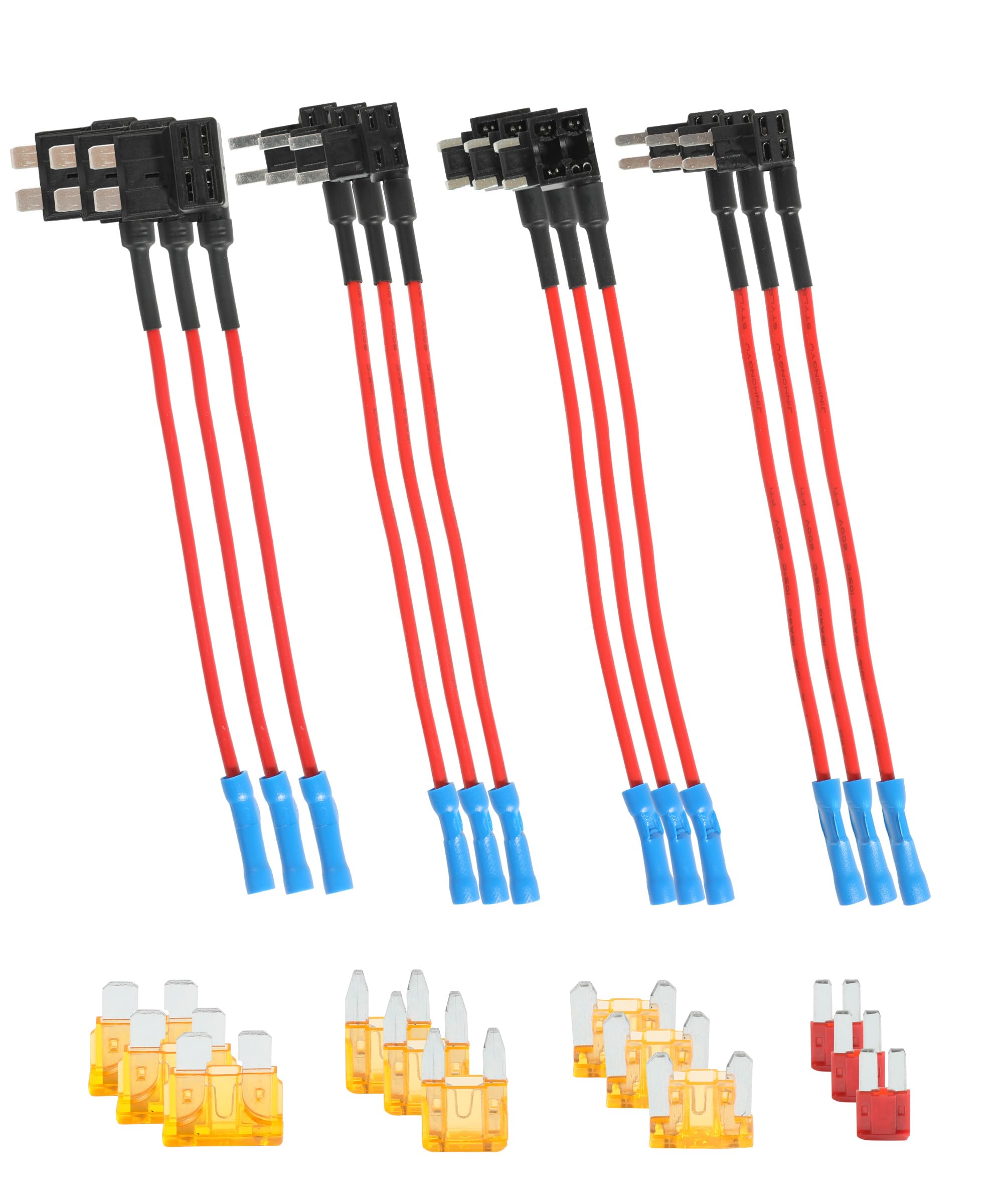 Yakefly 12 Pack Fuse Taps Set,4 Types 12V Car Add-A-Circuit Adapter And Fuse Kit,Mini Automotive Fuse Connector Atc Ats Blade Fuse Holder With Micro2,Mini Low Profile Tap Adapter For Cars Trucks Boats