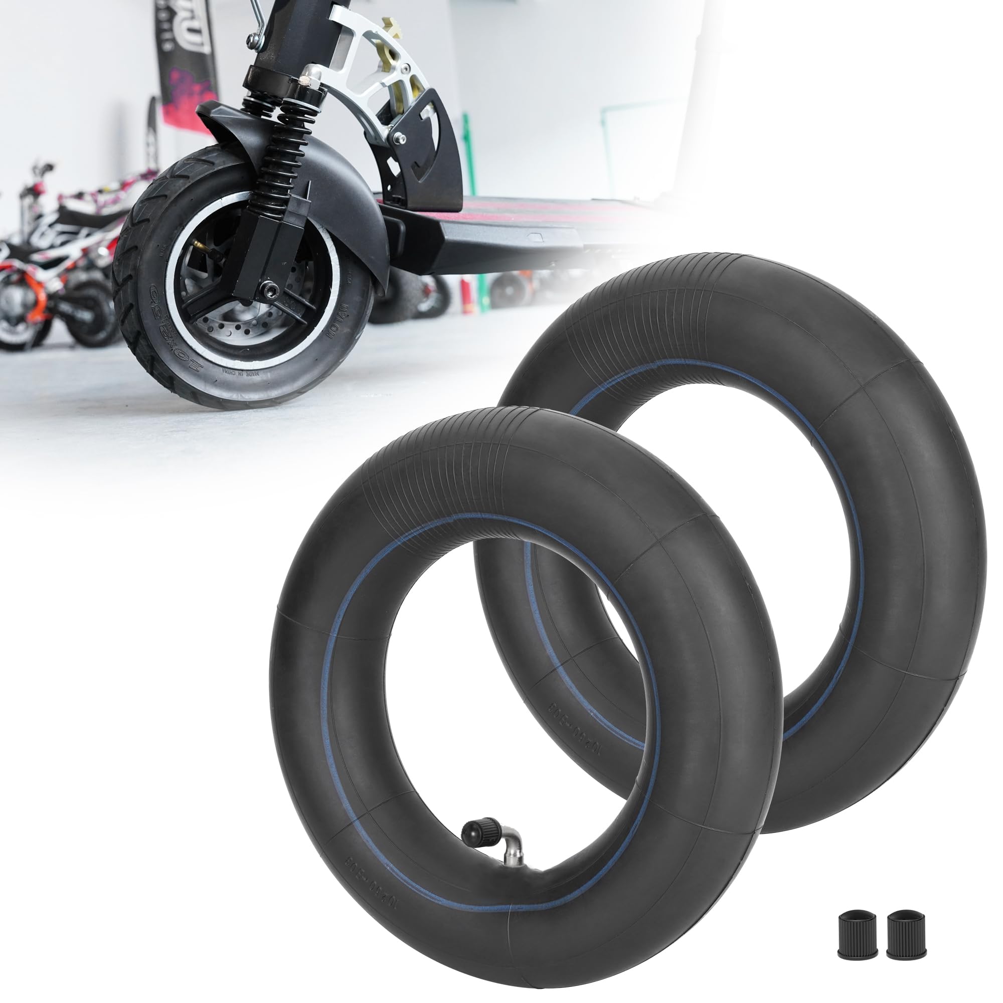 2 Pack Of 10X2.50 10' Inner Tube Thicken Replacement For 10 Inch Smart Electric Scooter Fit 36V 48V 400W 500W 800W Hub Motor 90° Tr87 Angled Stem, Not 2.50-10