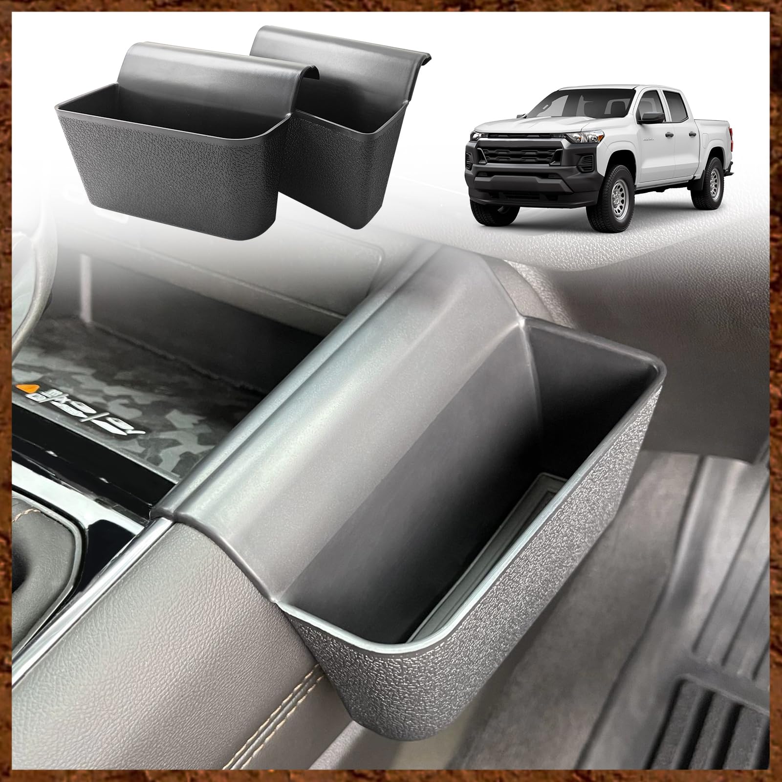 Muslogy For 2025 2024 2023 Colorado & Canyon Center Console Shifter Storage Box Abs Material Console Side Organizer Left & Right Set Compatible With Chevy Colorado/Gmc Canyon 2023-2025