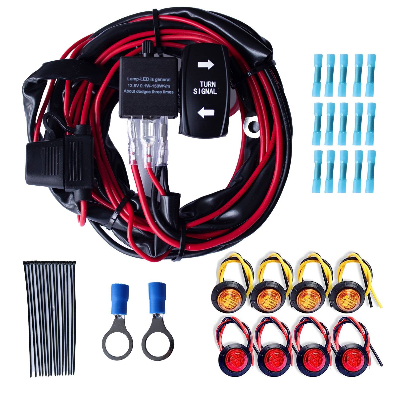 Turn Signal Rocker Switch Utv Turn Signal Kit With Turn Signal Rocker Switch Compatible With Golf Cart Can Am Cfmoto Pioneer Polaris Ranger Rzr Street Legal Kit, Side By Side Turn Signal Light Kit