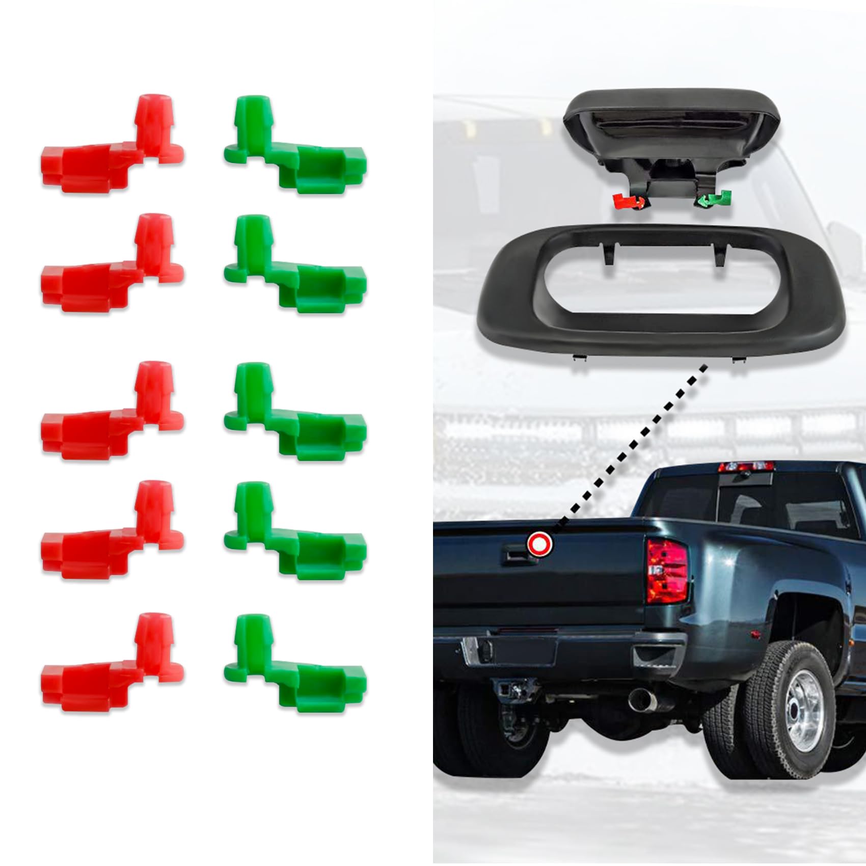 Lecctso 10Pcs Tailgate Handle Rod Clip, Auto Tailgate Accessories Left And Right Handle Rod Door Lock Clip Replacement Oem88981030 88981031, Car Accessories Tail Door Handle Lever Clamp Fit For Chevy