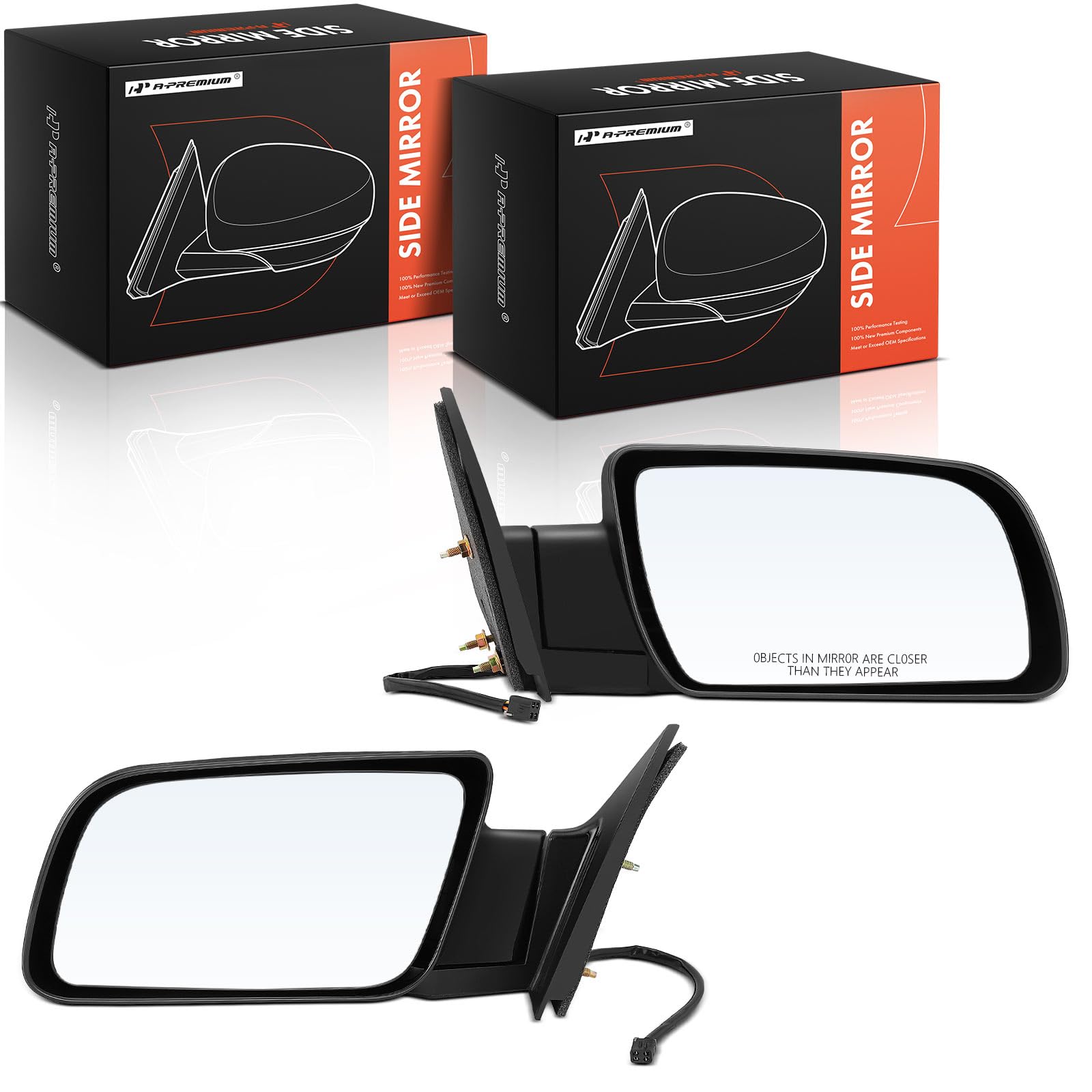 A-Premium Pair (2) Driver & Passenger Side View Mirror Compatible With Chevy & Gmc - Silverado, Blazer, C/K 1500 2500 3500, Tahoe, Sierra, Yukon - Power Non-Heated Manual Folding -# 15764757, 15764758