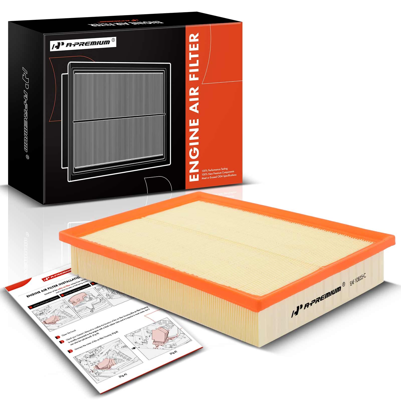 A-Premium Engine Air Filter Compatible With Lexus Gx460 & Toyota 4Runner, Fj Cruiser, 2010-2023, 4.0L 4.6L, Flexible Panel, 12,000 Miles Filter Protection, Replace# 1780138051