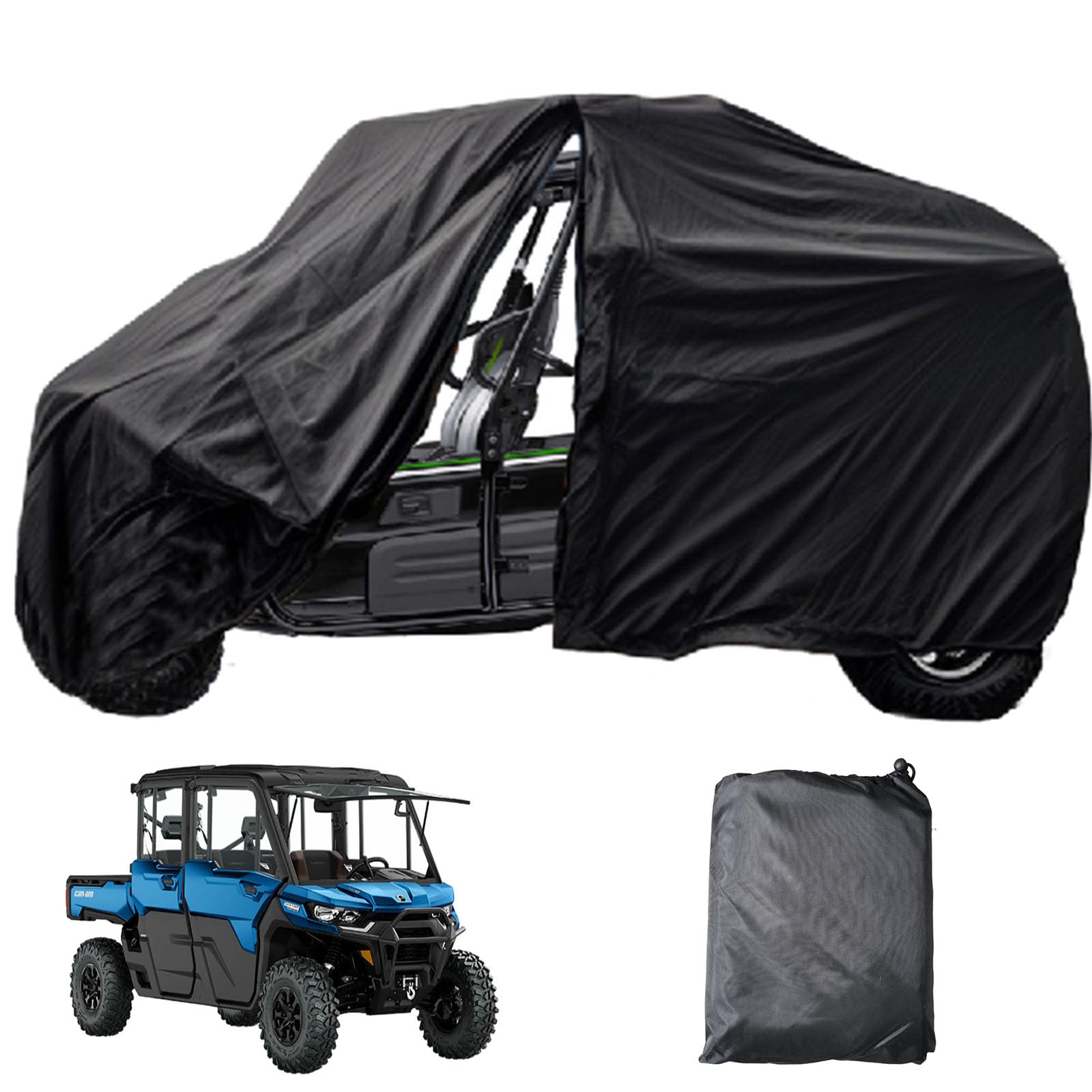 Chikia Utv Cover 4 Seater Compatible With Can Am Polaris Cfmoto Commander Defender Maverick X3 Max Ranger Crew 570 1000 900 Xp General Rzr Uforce 1000 Xl 420D Windproof With Zipper Straps
