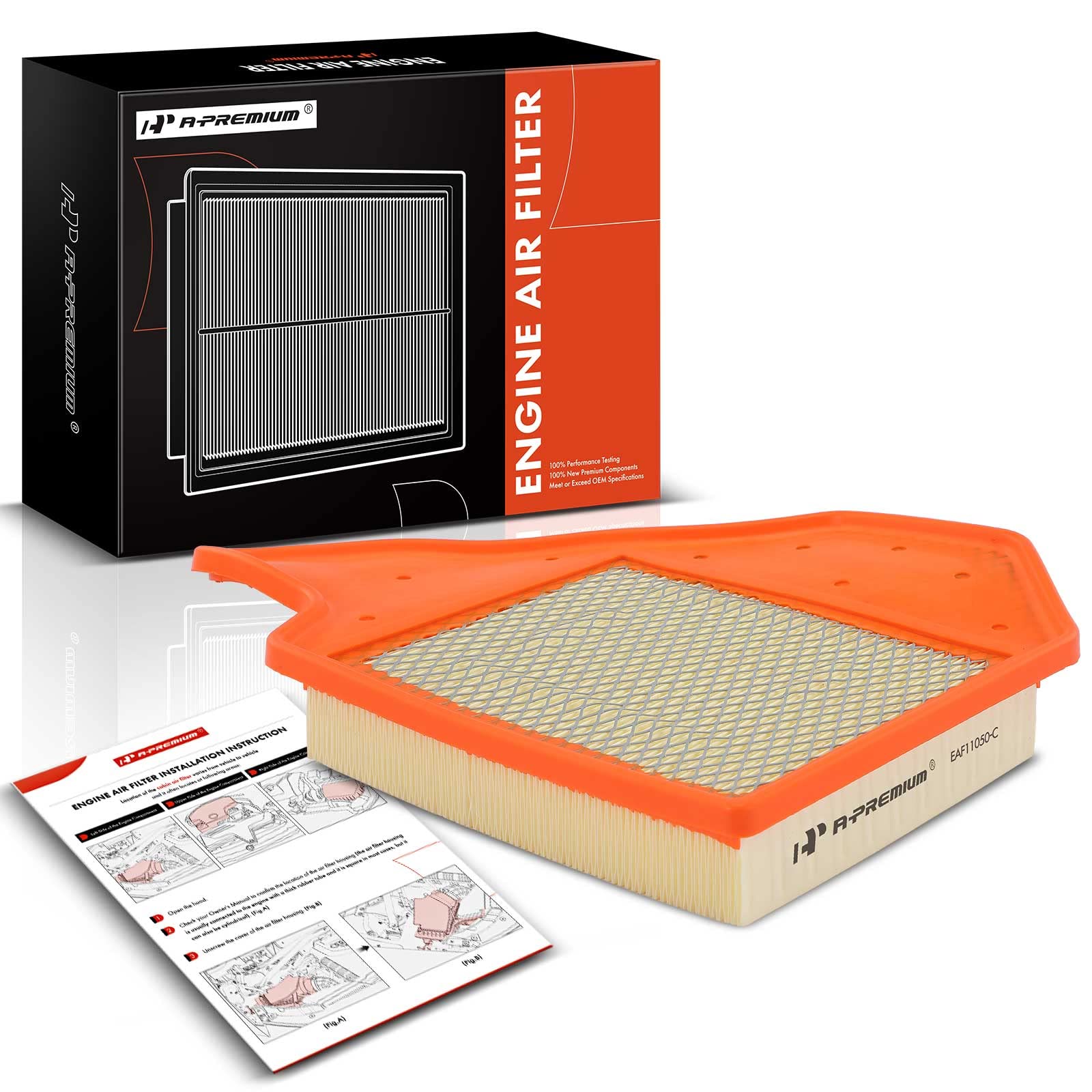 A-Premium Engine Air Filter Compatible With Chrysler Town & Country & Dodge Grand Caravan & Ram C/V & Volkswagen Routan, 2011-2020, Flexible Panel, Replace# 4861737Aa