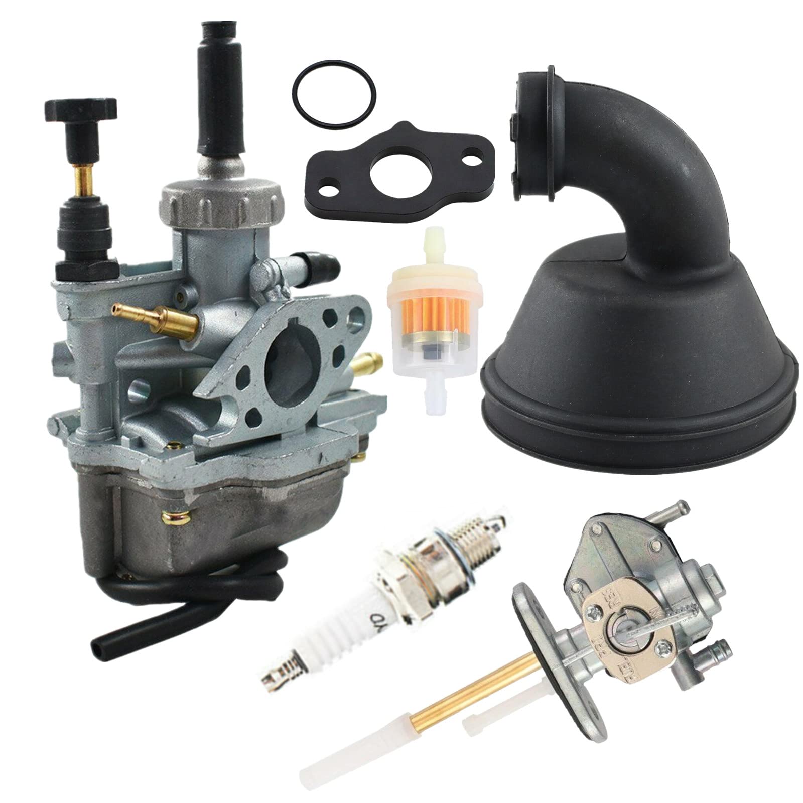 Whfzn Lt80 Carburetor Fuel Valve Petcock Intake Manifold With Spark Plug Insulator Block O-Ring For 1987-2006 Suzuki Lt80 Quadsport Atv 13200-40B10 13881-40B00 For 2003-2006 Ksf80 Kfx80 15003-S005