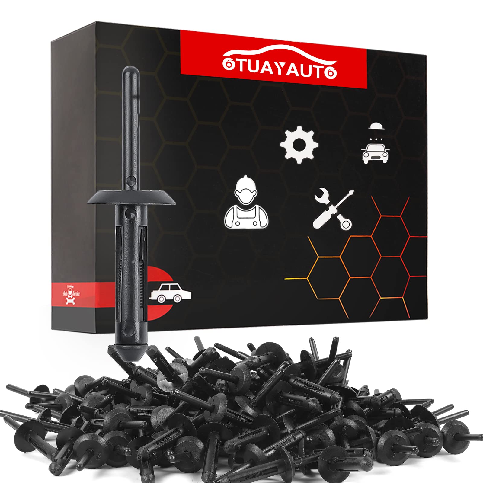 Otuayauto 100Pcs Plastic Rivet Clip, Replacement For Jeep Wrangler 07-15, Chrysler 300 99-10, Dodge Avenger 08-14, Nylon Fastener