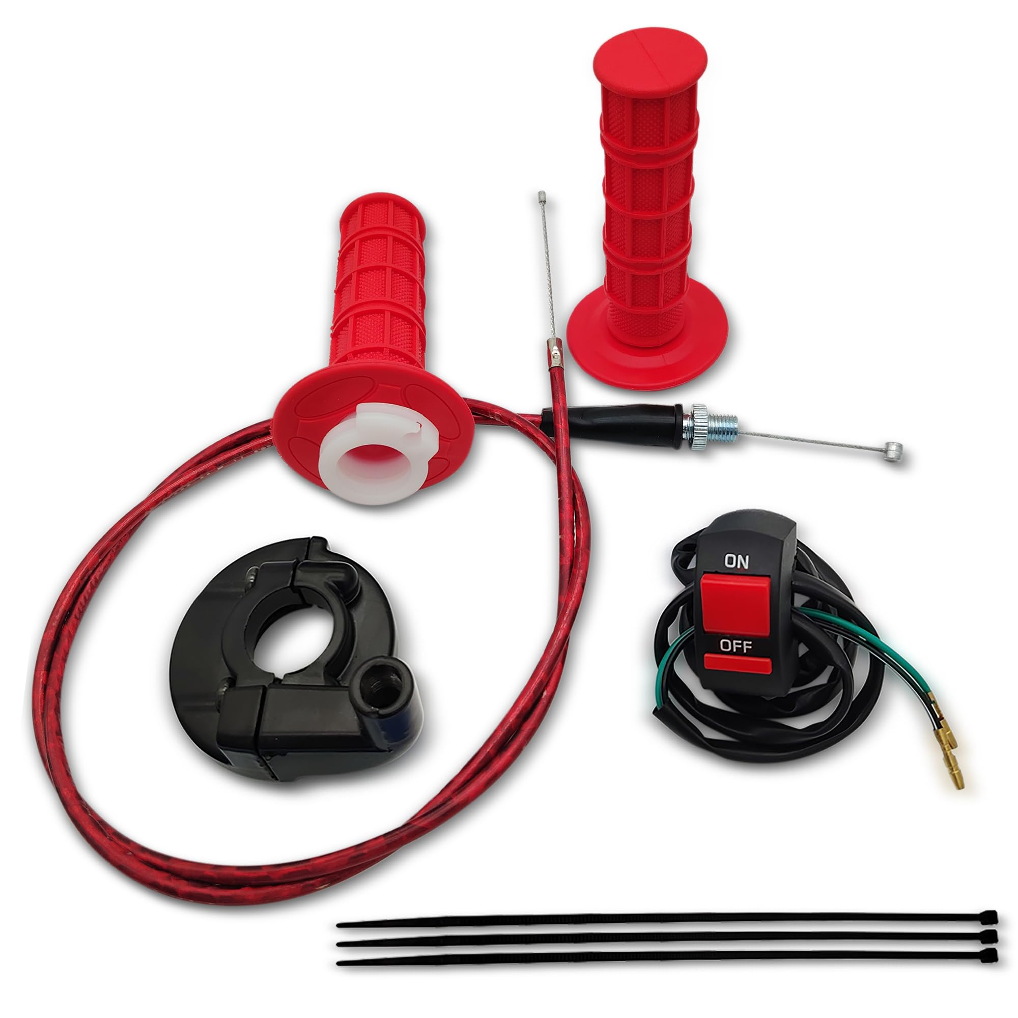 NZZLXKFJ 7/8 22mm Red Twist Throttle Accelerator Handle Grips & Cable Kit for 50cc-250cc Dirt & Mini Bikes