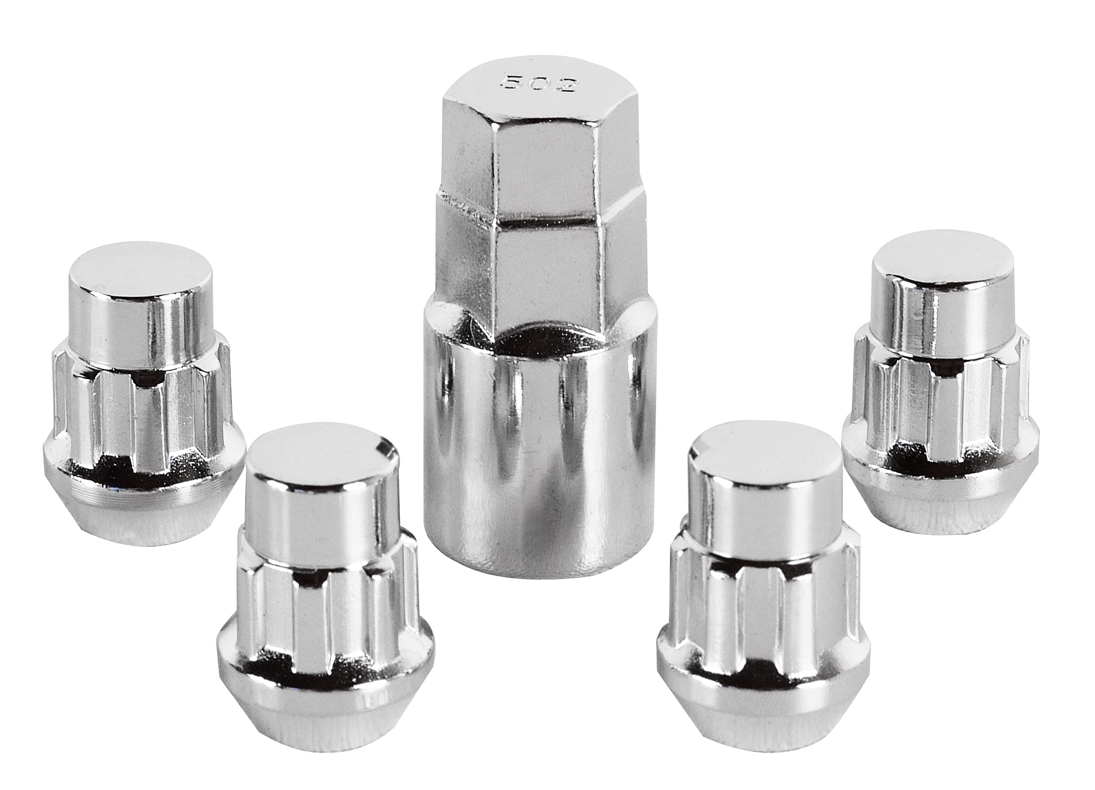Topline Products C140905 Chrome 1.25' Standard Acorn Wheel Locks | 14Mm X 1.50' Thread | Set Of 4 Locks With 1 Key