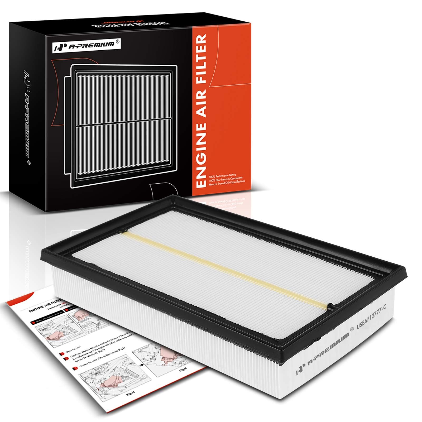 A-Premium Front Engine Air Filter Compatible With Volkswagen Jetta 2019-2023, Golf 2019-2021, Golf Sportwagen 2019, Taos 2022-2023, 1.4L 1.5L