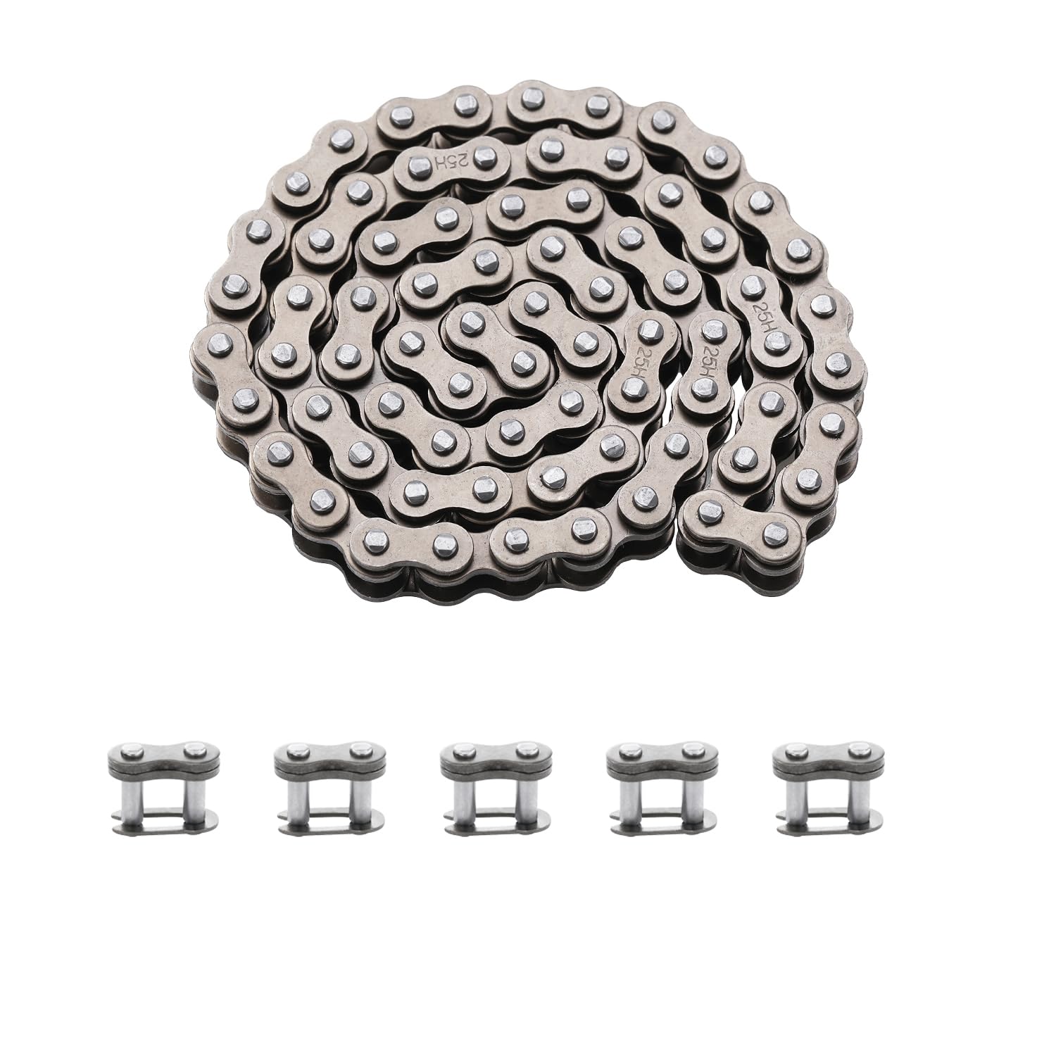 Kamier #25 Roller Chain 56 Links With 5Pcs Master Links Heavy Duty For Razor Crazy Cart Shift Xl Dlx Ground Force Drifter Kids Electric Go Cart Kart 25H Drive Chain Parts