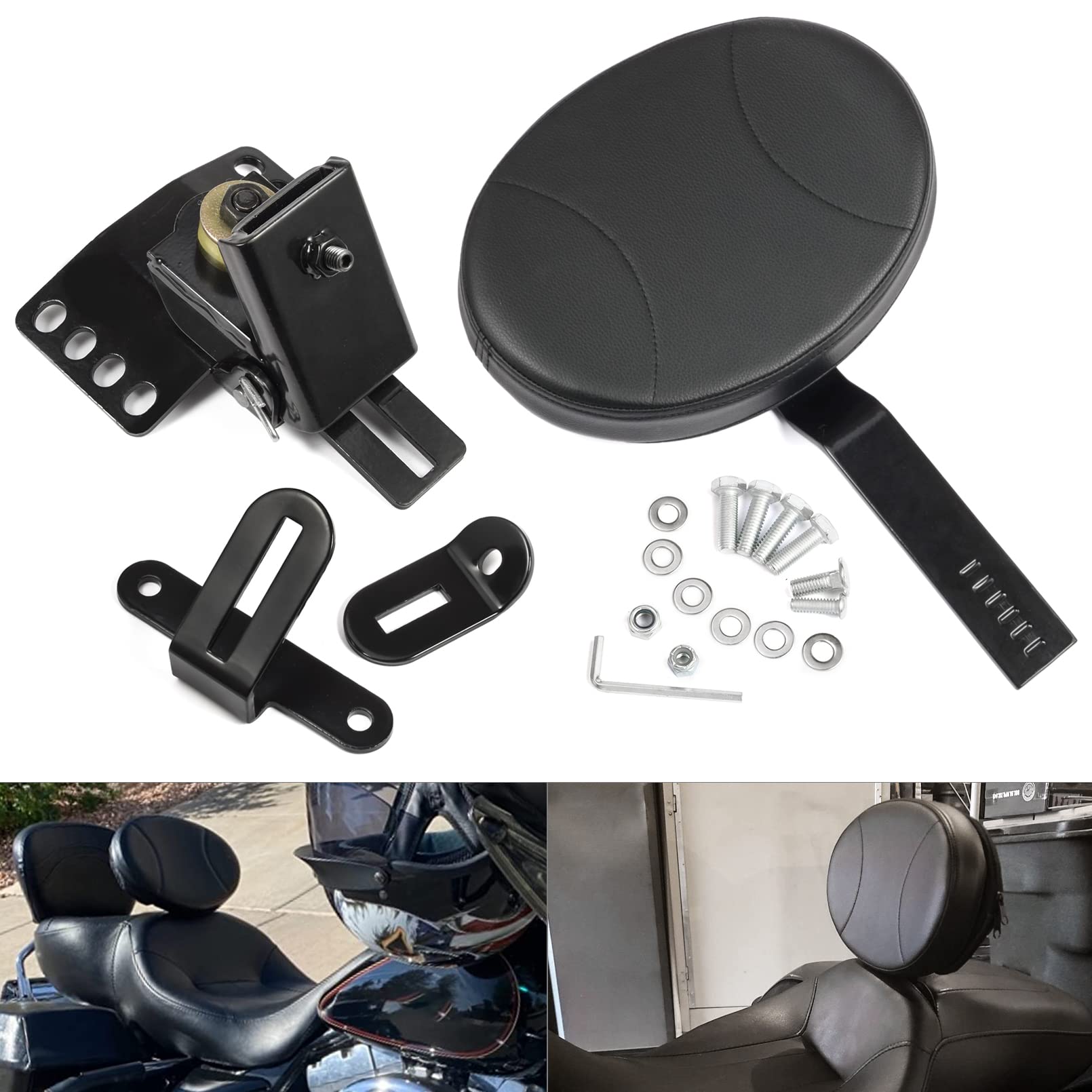 Benlari Adjustable Driver Backrest Rider Backrest Plug-In Backrest Compatible For Harley Davidson Touring Street Glide Road Glide Road King Electra Glide 1997-2024 2023 2022 2021 2019 2018 2017 2016