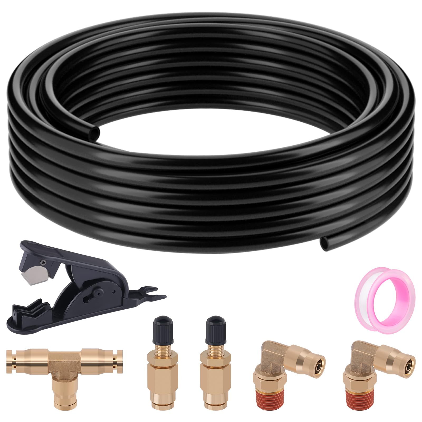 1/4' Air Line Service Kit For Air Bags Suspension Kit With Brass Dot Air Brake Fittings,1/4 Dot Air Fittings, 30 Ft (9.1M) 1/4' Dot Air Line Pa Hose For Air Shock Line Kit Replacement Components