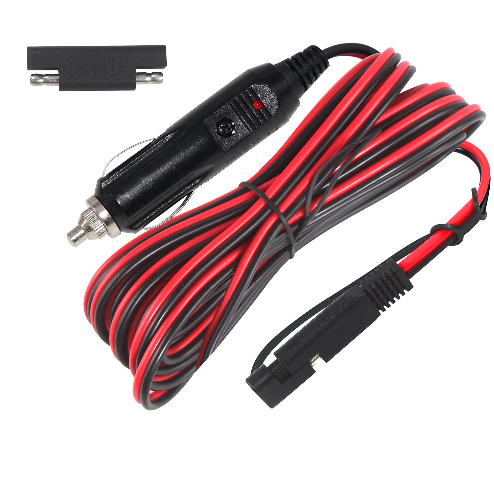 15Ft Cigarette Lighter Sae Battery Extension Cable - 12V Cigarette Lighter Plug To Sae Quick Release Extension Battery Charging Power Cord Trickle Charger For Sprayer With Sae Reverse Polarity Adapter