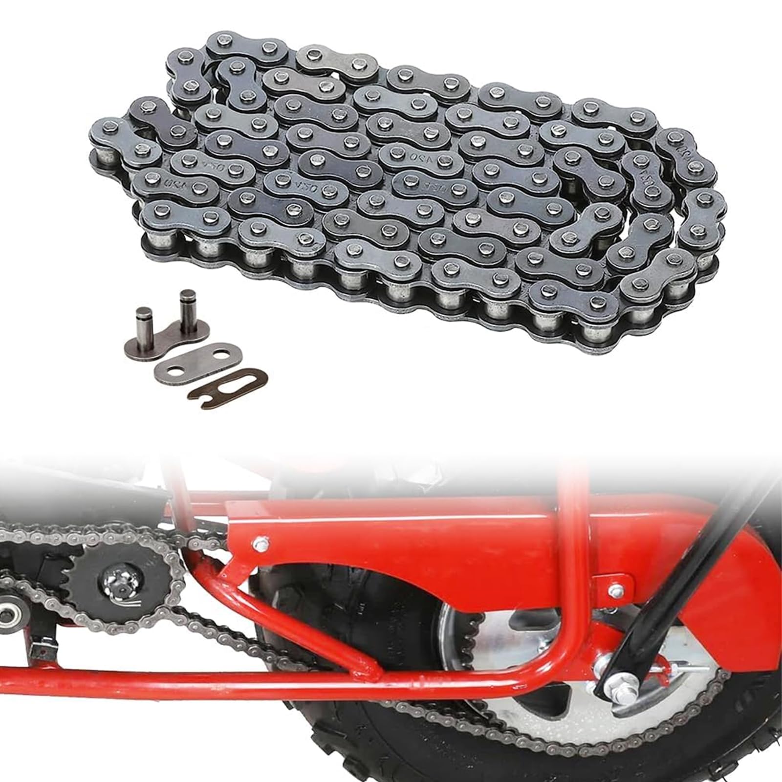 Chikia Heavy Duty 420 Chain 90 Links Rear Drive Chain Replacement For Coleman Ct200U Ct200U-Ex Bt200X Mb200 Baja Mini Bike Rear Jackshaft Chain