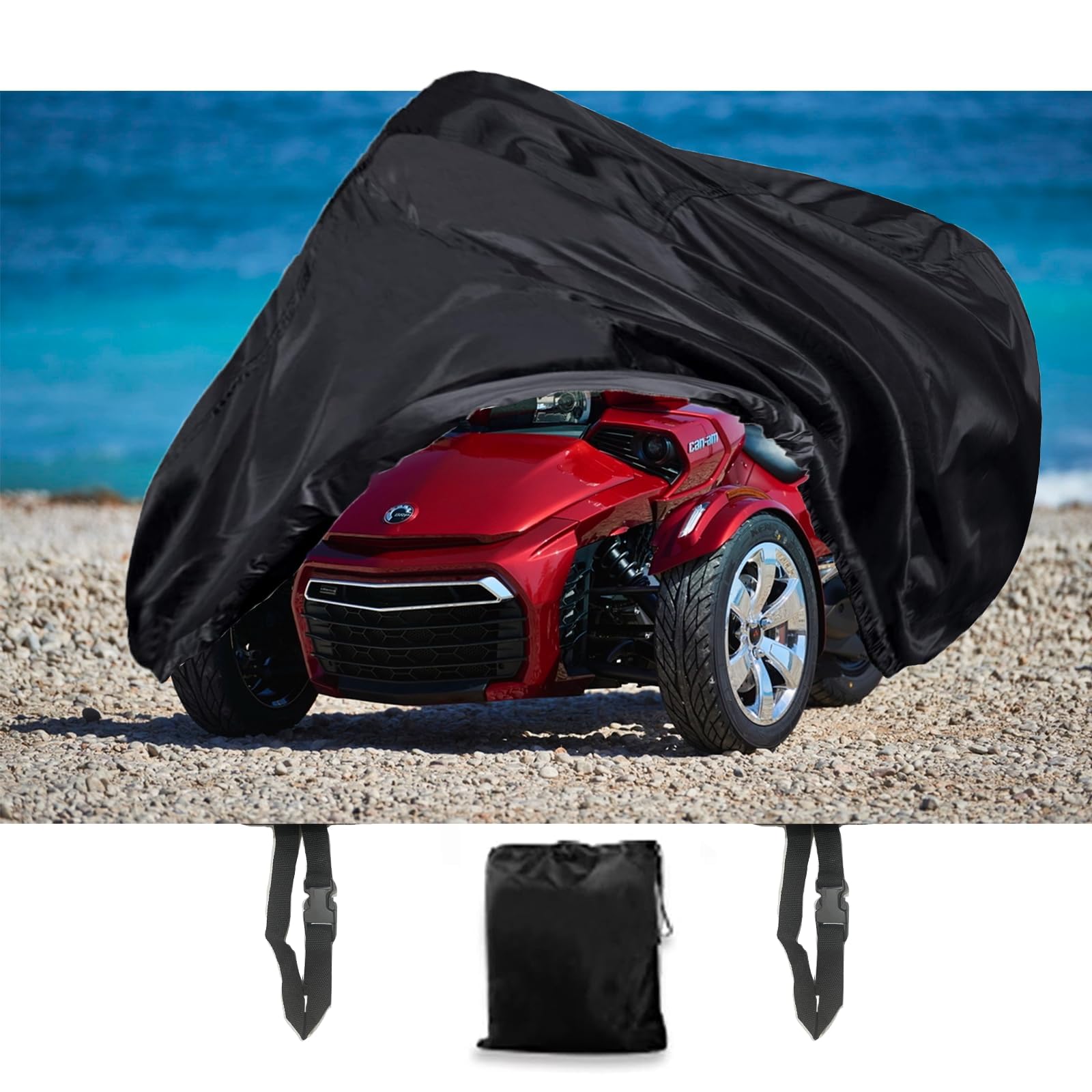 Qymoto Can Am Spyder F3 Full Cover,F3S F3T Accessories,420D Heavy Duty Windproof Waterproof For,Ryker 900 Ryker 600 Cover Sport/Rally All Weather Protection Cover (Not For Limited Version)
