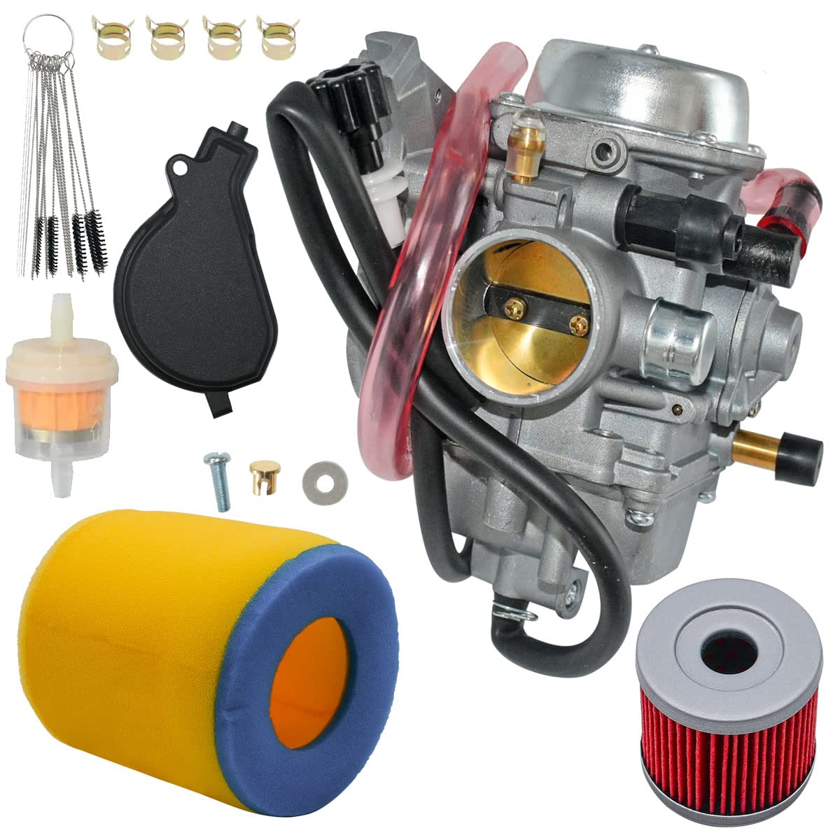 Jdllong Carburetor Fit For Suzuki Ltf400 Ltf400F Eiger 400 4X4 2X4 2002 2003 2004 2005 2006 2007 Manual 13200-38F2V Carb With Air Filter And Oil Filter