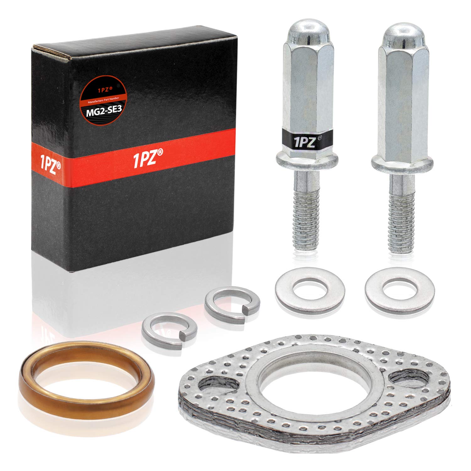 1Pz Mg2-Se3 Premium Exhaust Bolt And Gasket For Gy6 50Cc 70Cc 90Cc 110Cc 125Cc 150Cc Gmb139 Engine Scooters Atv (Silver)