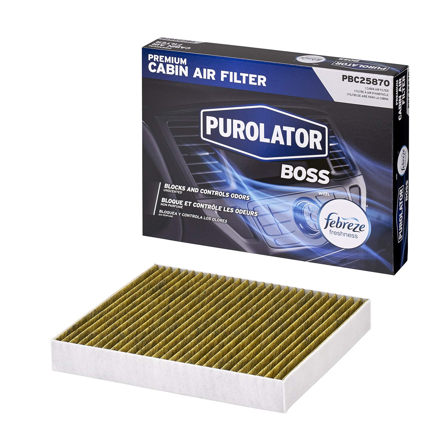 Purolator Pbc25870 Purolatorboss Automotive Cabin Air Filter With Febreze & Activated Carbon, Car & Truck Passenger Compartment Oem Filter Replacement For Dodge Grand Caravan, And More