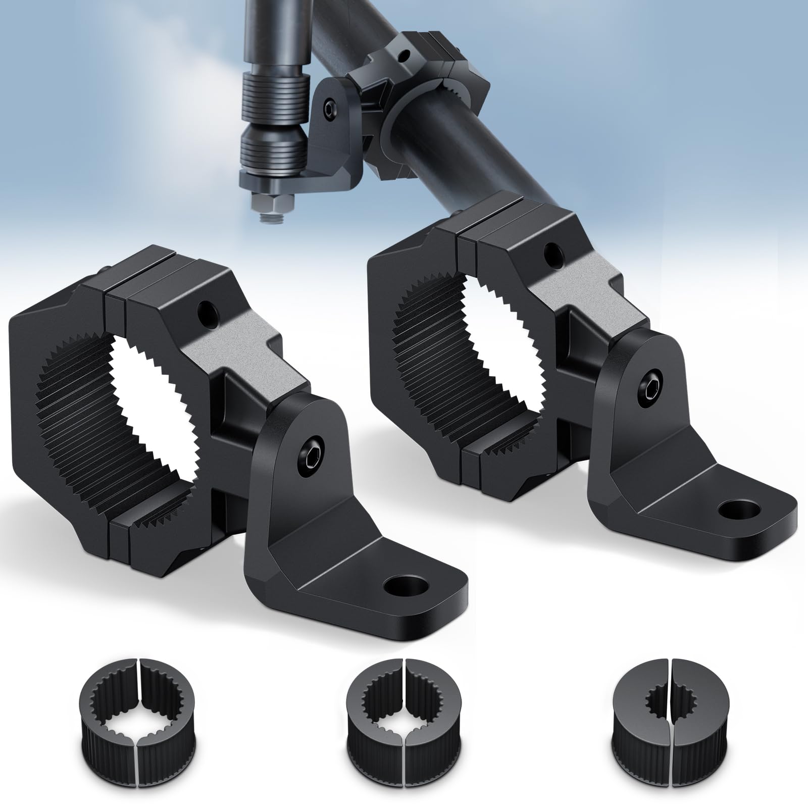 Ehaho 2 Pack Utv Whip Mount, Heavy Duty Utv Flag Mount, Adjustable Whip Light Mounting Bracket, For Light Bar, Antenna, Compatible With 1' To 2' Roll Cage Of Utv Atv Polaris Rzr Sxs Can Am