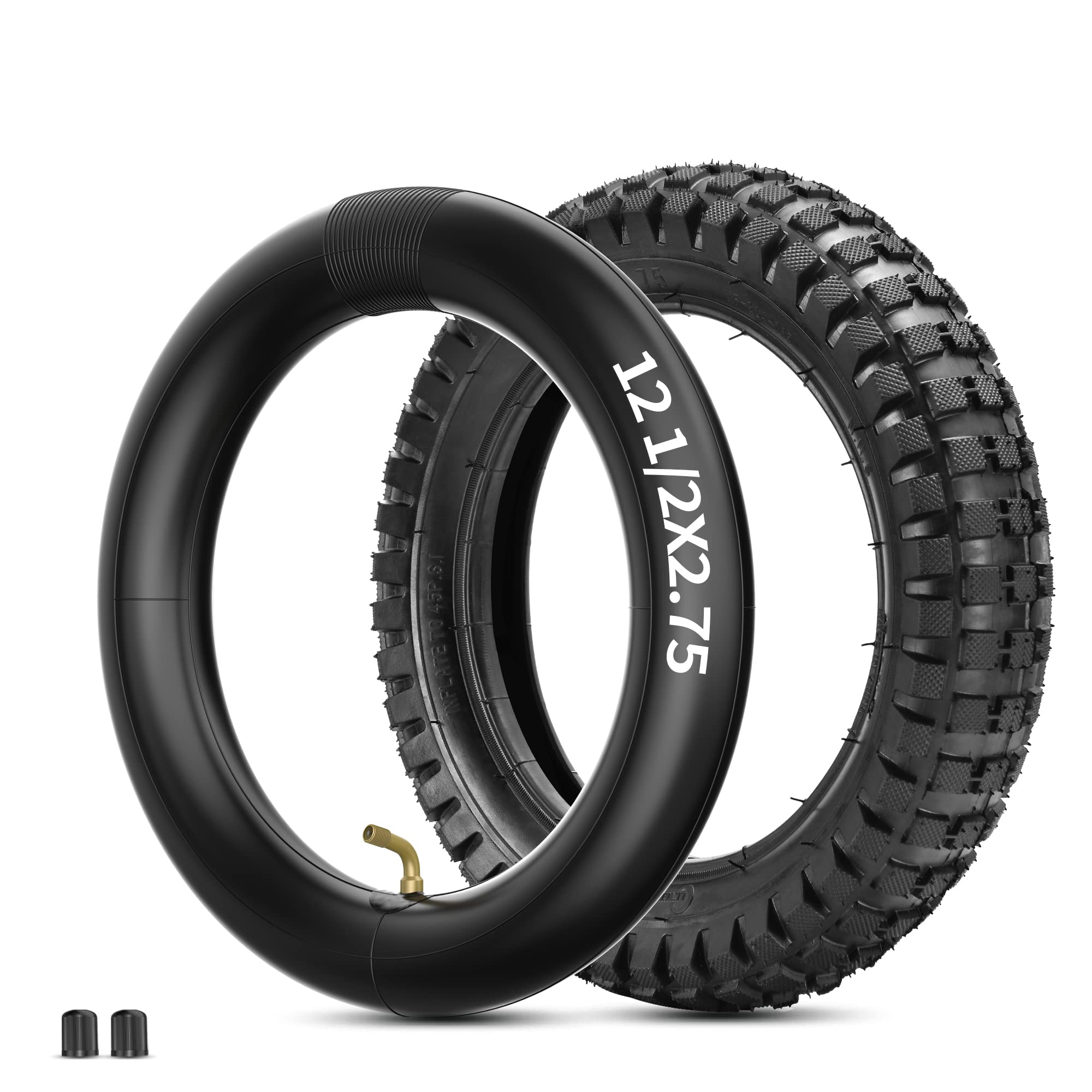 Rutu 12.5X2.75 Inner Tube & Bike Tire Set - Compatible With Scooter, Kids Dirt Bikes, 12 1/2 X2 3/4 - Heavy Duty Scooter Tire Tube For Mini Pocket Bikes Tr87 Valve Stem Air Valve With Dust Caps