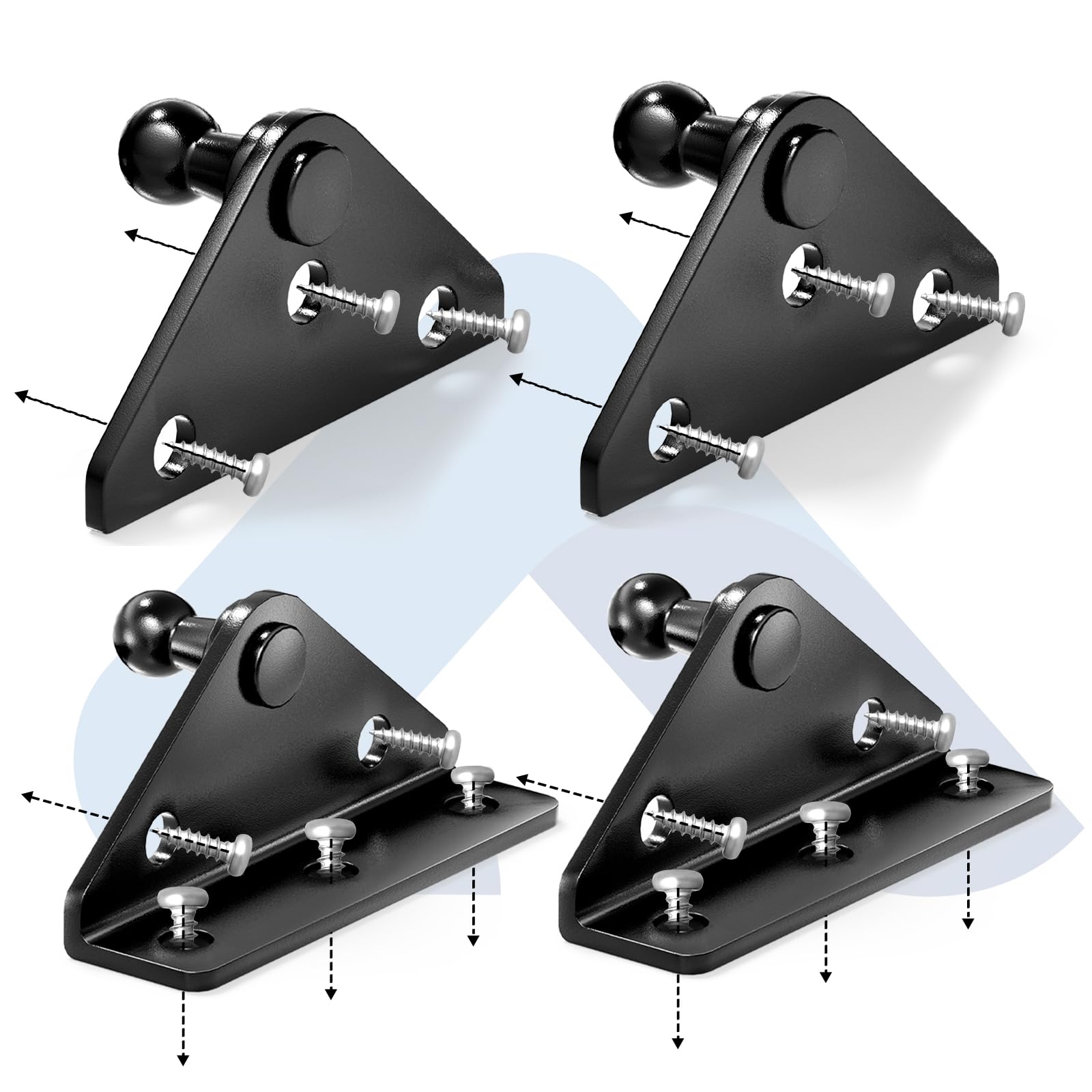 Arana 10Mm Gas Strut Mounting Brackets, Ball Stud Mount Bracket For Universal Lift Supports Shocks Spring 4Pcs With 16 Screws (Only Fits 10Mm Ball Head)