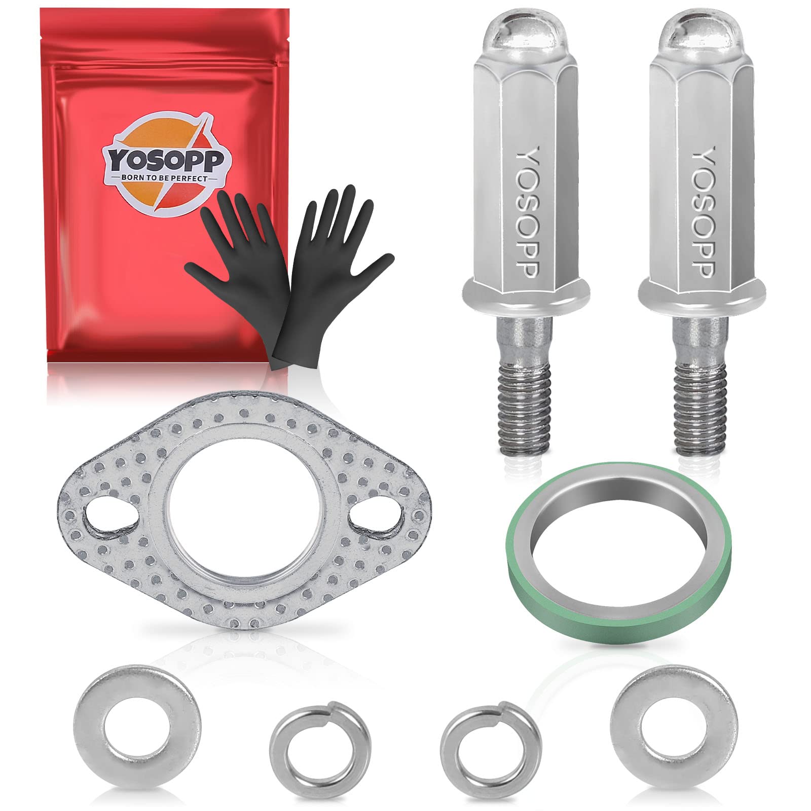 Yosopp Gy6 Exhaust Bolt Nuts Exhaust Gasket For Scooters Atvs Gmb139 Engine Moped Quad 4 Wheeler Dune Buggy Go Karts Taotao Sunl Coolster Jonway Roketa Sandrail 50Cc 90Cc 110Cc 125Cc 150Cc (Silver)