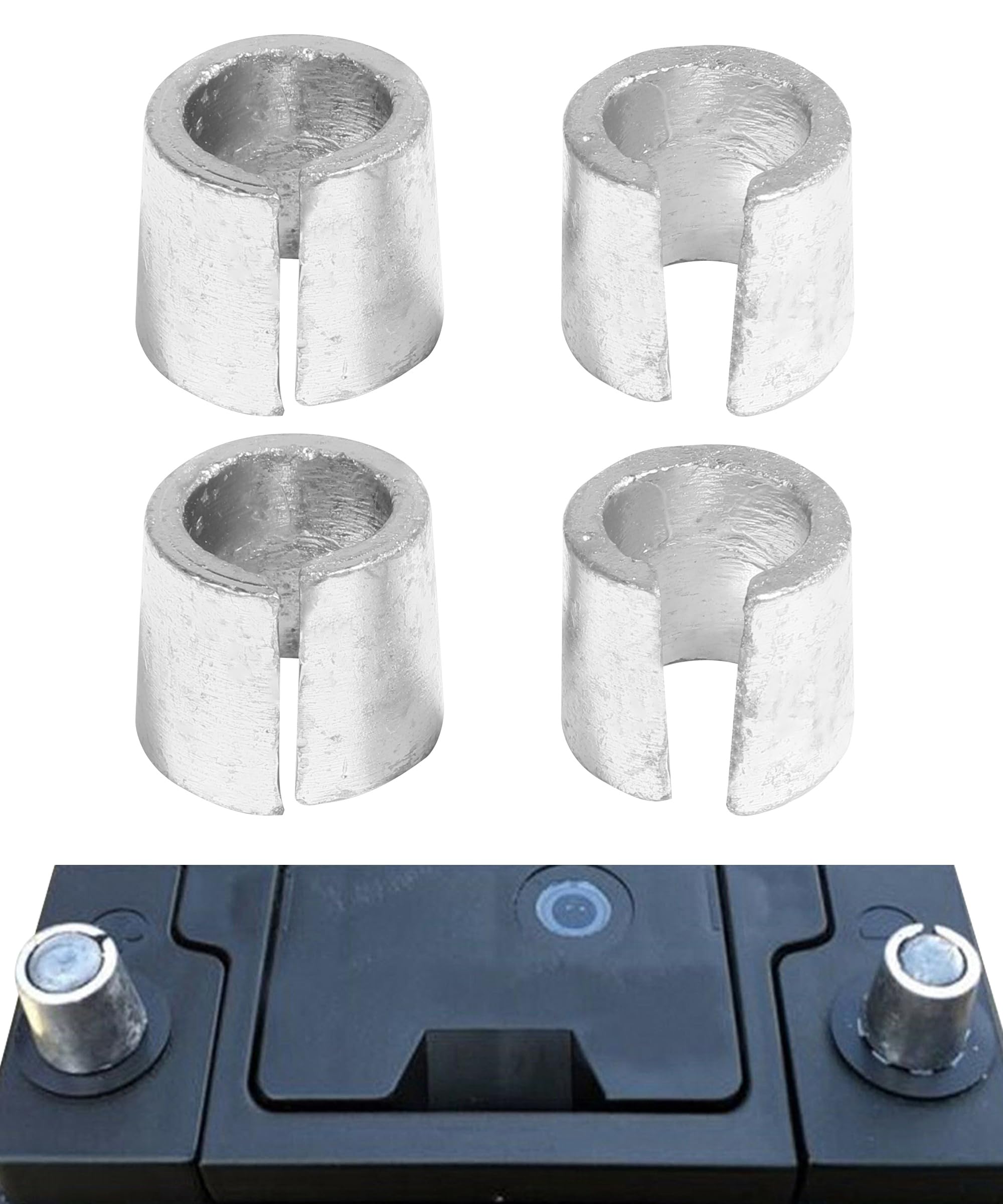 Racoona 2 Pairs Battery Post Shims,Battery Terminal Adapter,Battery Post Adapter,Car Accessories Battery Negative Battery Terminal Adapter Positive Post Shim Lead,Suitable For Most Cars,Rv