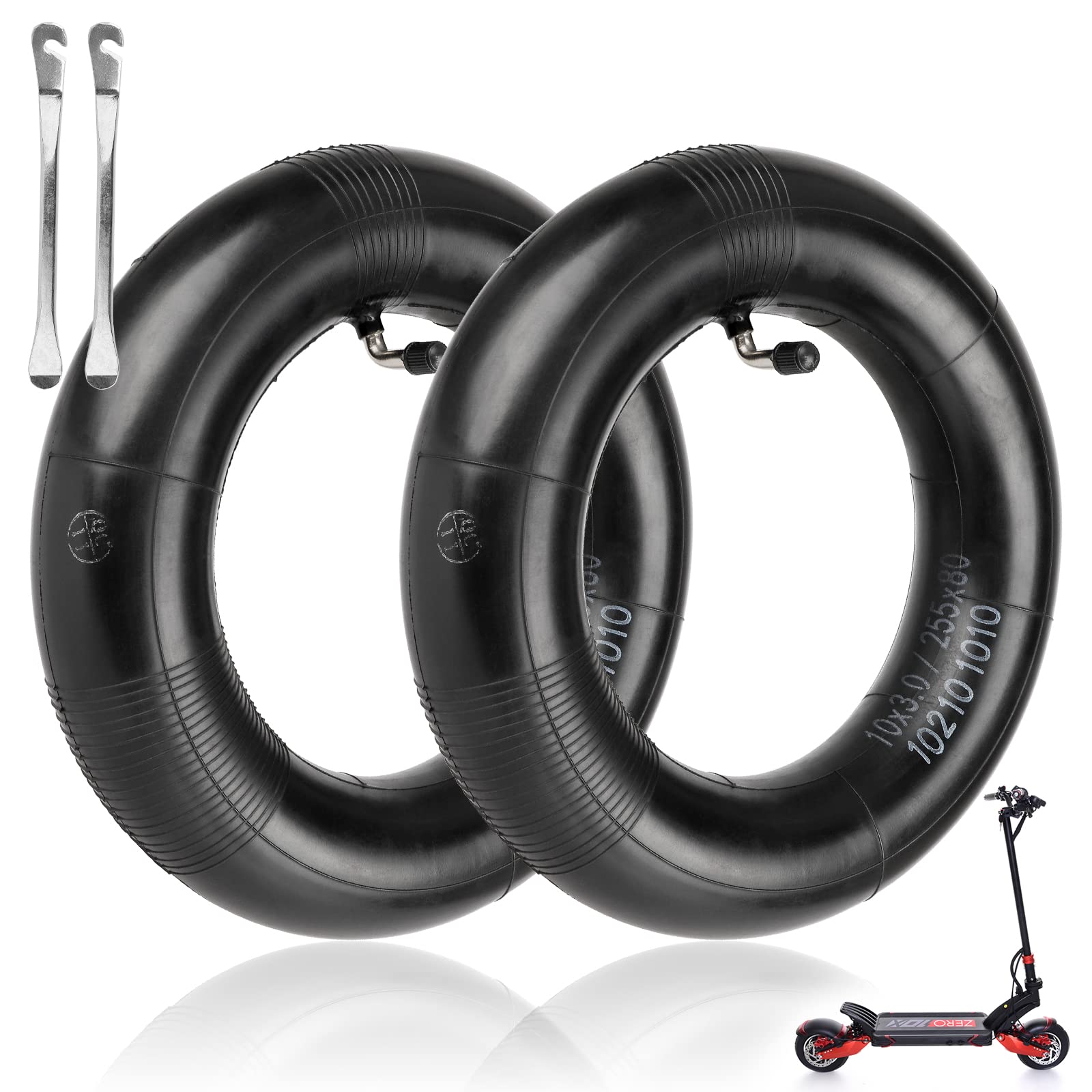 Luck4U (2-Pack) 10X3 Replacement Inner Tubes With 90 Degree For 255X80 90/65-6.5 80/65-6.5 Tires Scooter