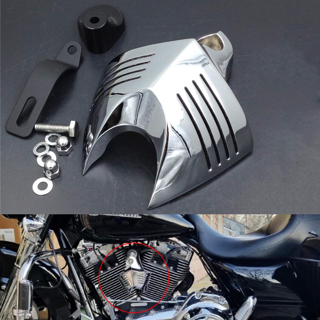 Httmt Mt246-001-Cd Chrome Horn Cover Compatible With Harley Big Twins V-Rods Stock Cowbell Horns 1992-2020