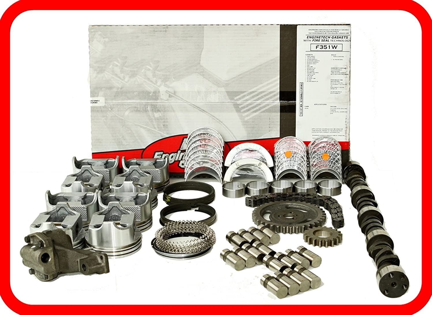 Master Engine Rebuild Kit Fits: 1993-1995 Chevrolet Sbc 350 5.7L V8 W/Stage-4 Hp Cam & Flat-Top Pistons